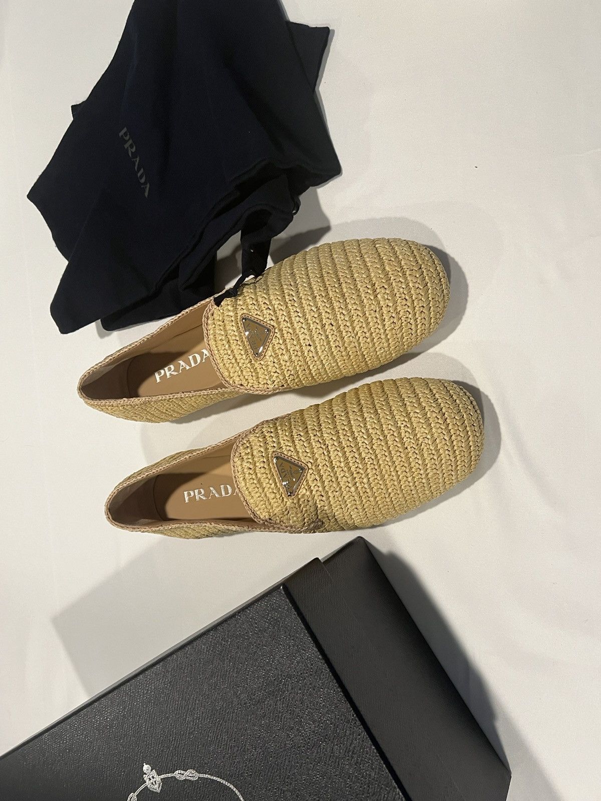 Prada Prada triangle raffia shoes. 9,5/10,5 Size US 10.5 / EU 43-44 - 1 Thumbnail
