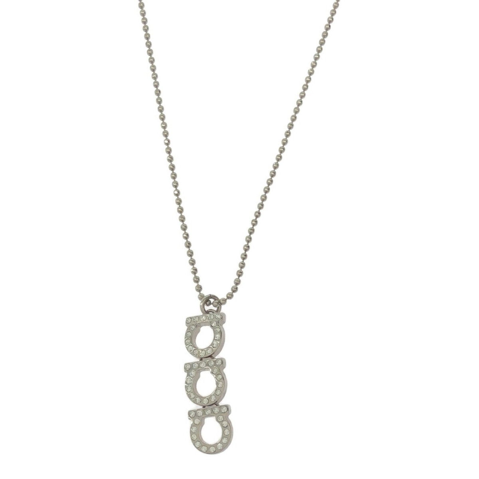 Salvatore Ferragamo Gancini Pendant Necklace Silvertone