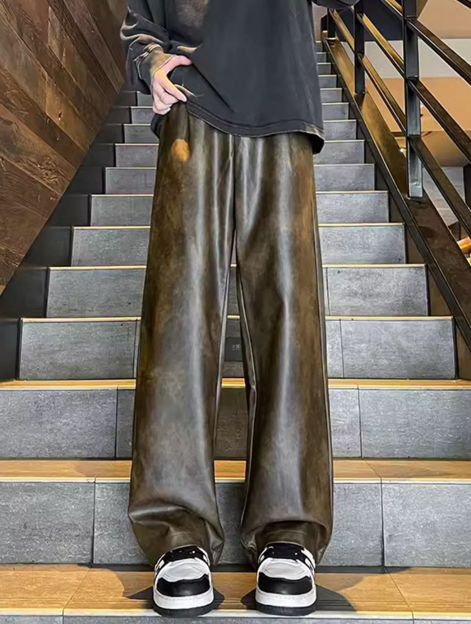 Premium PU Leather Wide-Leg Pants - Trendy Comfortable