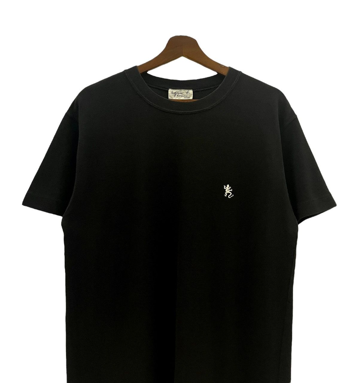 image of Agnes B Tshirt Embroidery Logo in Black, Men's (Size Small)