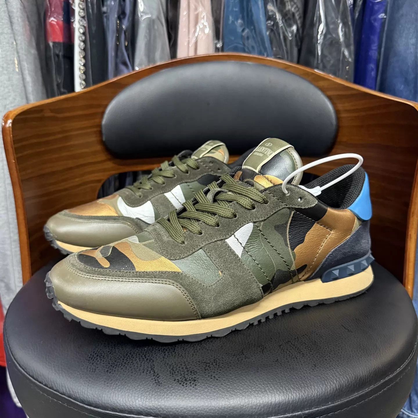 Valentino Valentino Blue-Green Camo Sneakers 43 Lightly Used Size US 10 / EU 43 - 1 Thumbnail