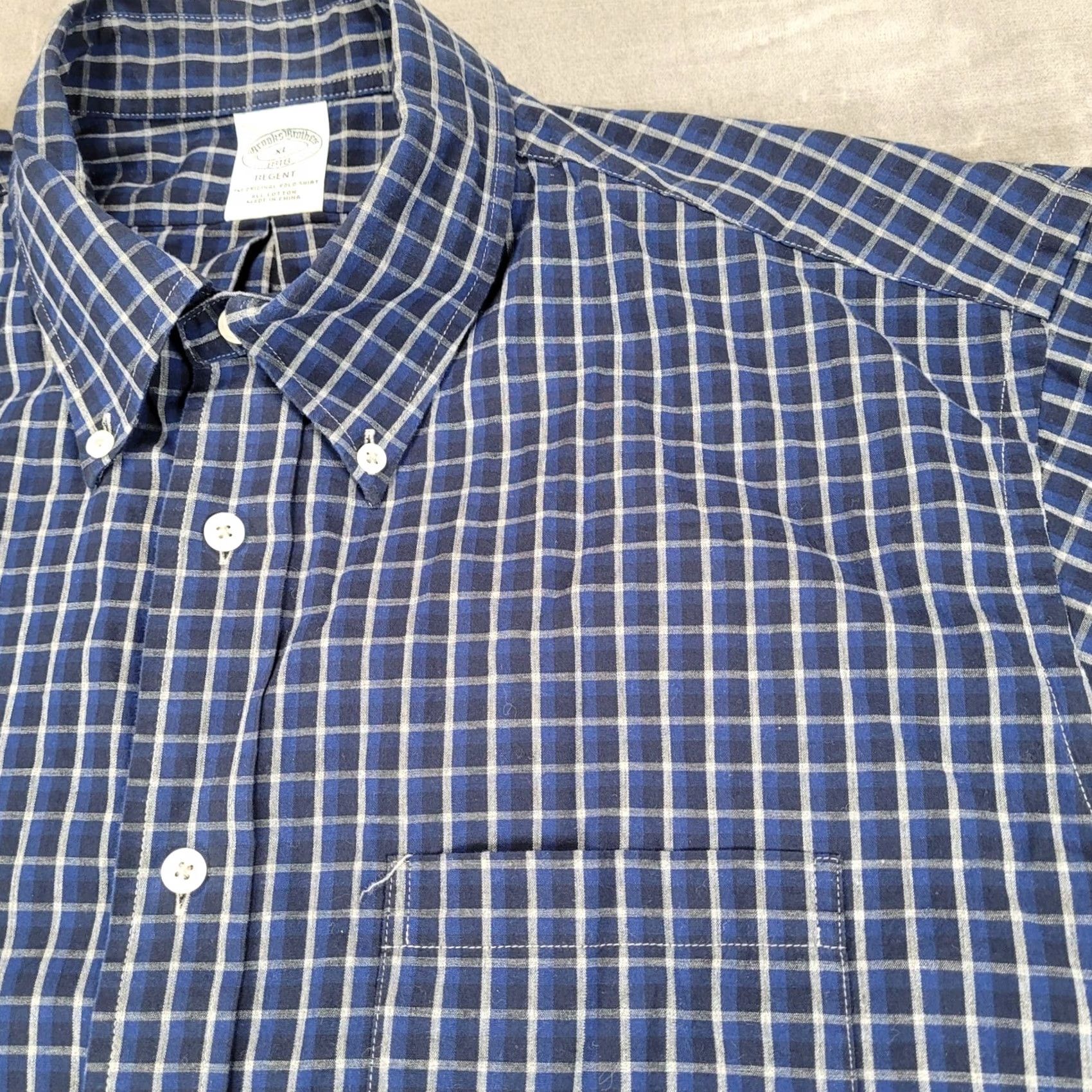 Brooks Brothers Brooks Brothers Regent Fit Mens XL Blue Plaid Cotton Button Down Shirt Size US XL / EU 56 / 4 - 2 Thumbnail