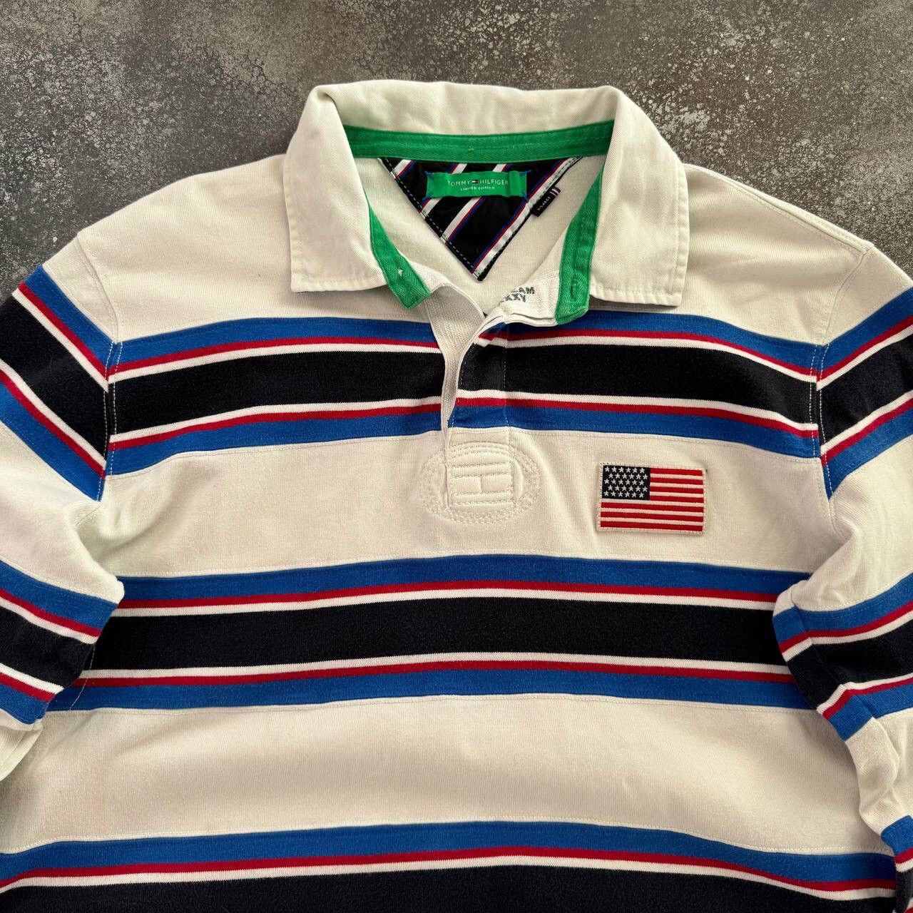 Tommy Hilfiger Tommy Hilfiger USA Vintage Stripped Rugby Long Sleeve Shirt Size US XL / EU 56 / 4 - 6 Thumbnail