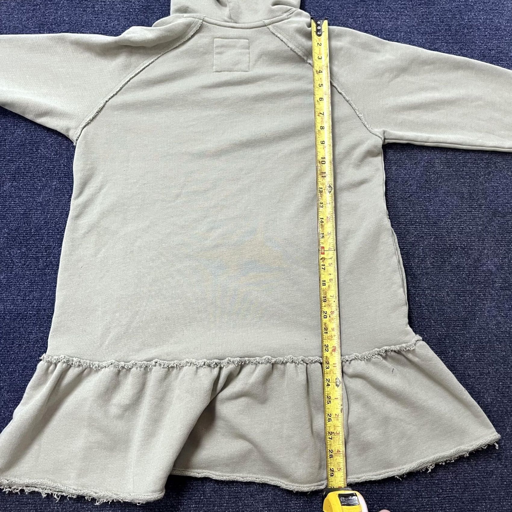 American Eagle Outfitters VINTAGE American Eagle Dress Womens XS Sage Green Hoodie Seriously Lived-In Raglan Sleeve Drawstring Hooded Sweater Dress with Ruffle Hem Casual Size XS / US 0-2 / IT 36-38 - 5 Thumbnail