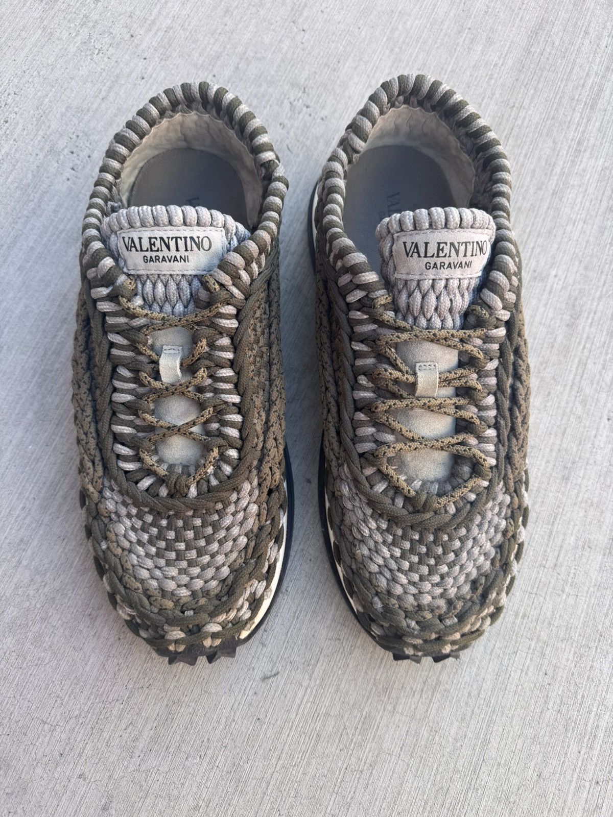 Valentino Valentino Garavani Crochet Sneaker Brown Green US 11 EU 44 Size US 11 / EU 44 - 3 Thumbnail