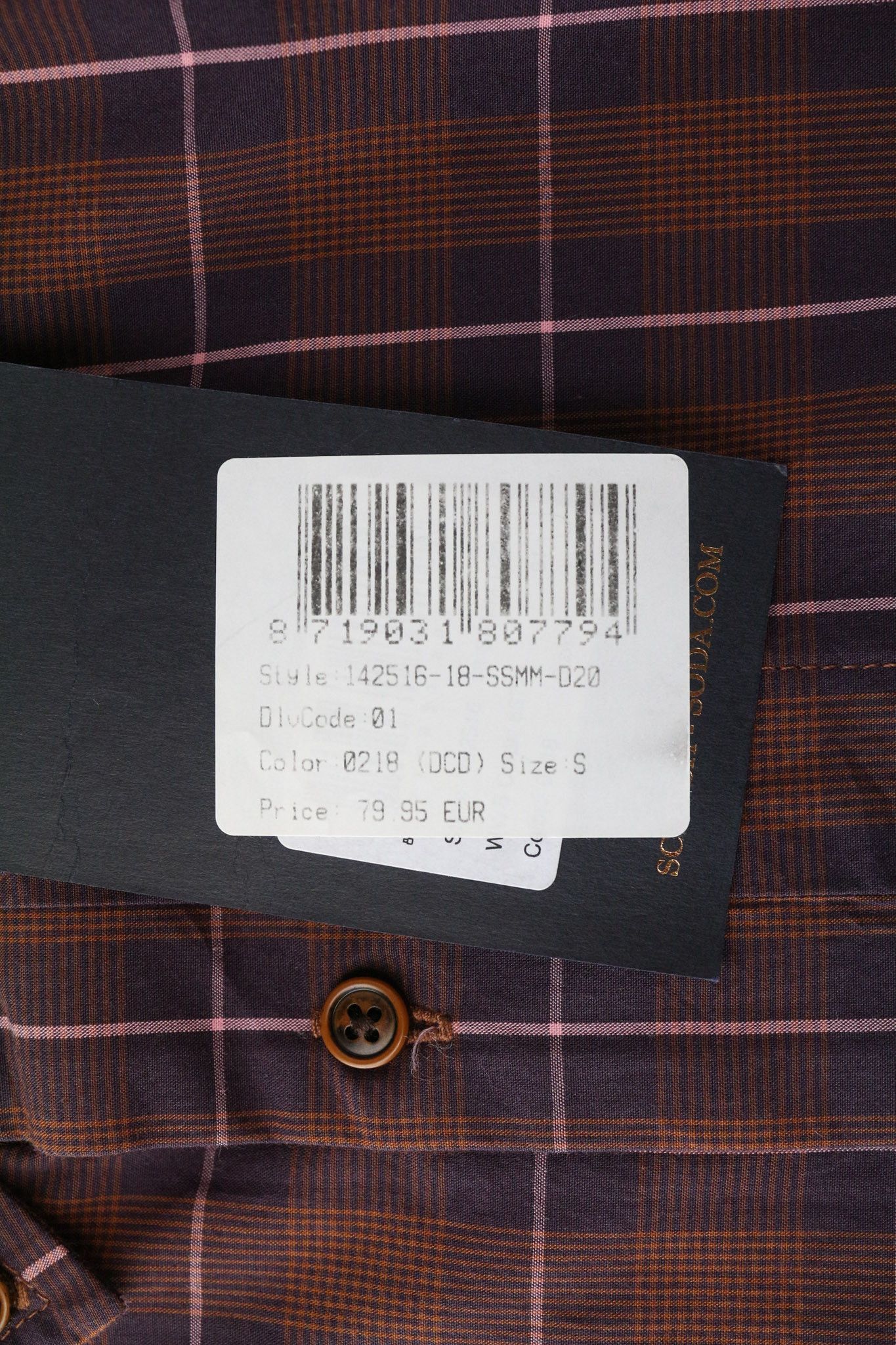 Scotch & Soda S Burgundy Cotton Check Button-Down Shirt 75998 Size US S / EU 44-46 / 1 - 6 Thumbnail