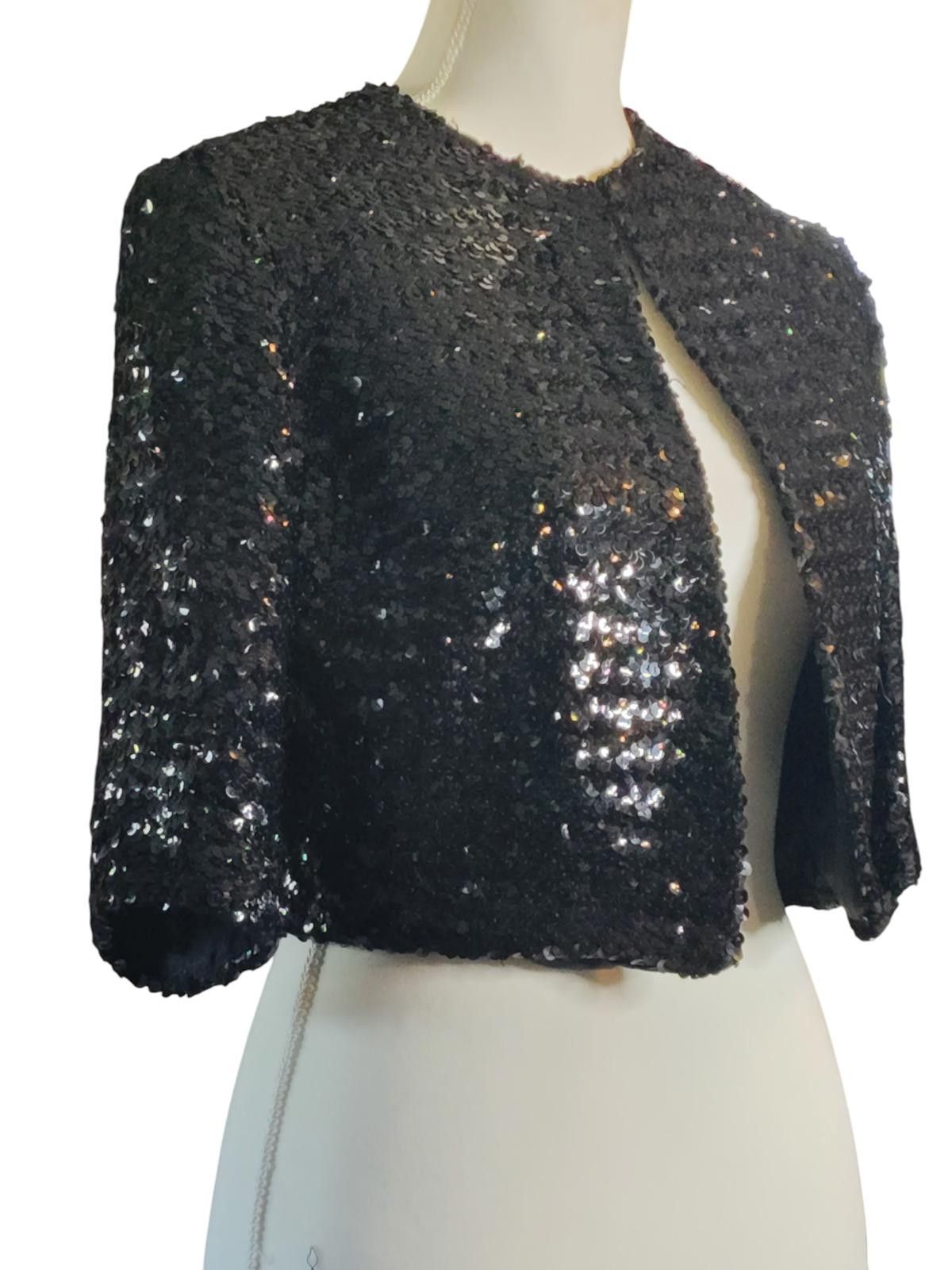 Designer Vintage Parade New York Sequined Bolero 3/4 Sleeves Size XL / US 12-14 / IT 48-50 - 4 Thumbnail
