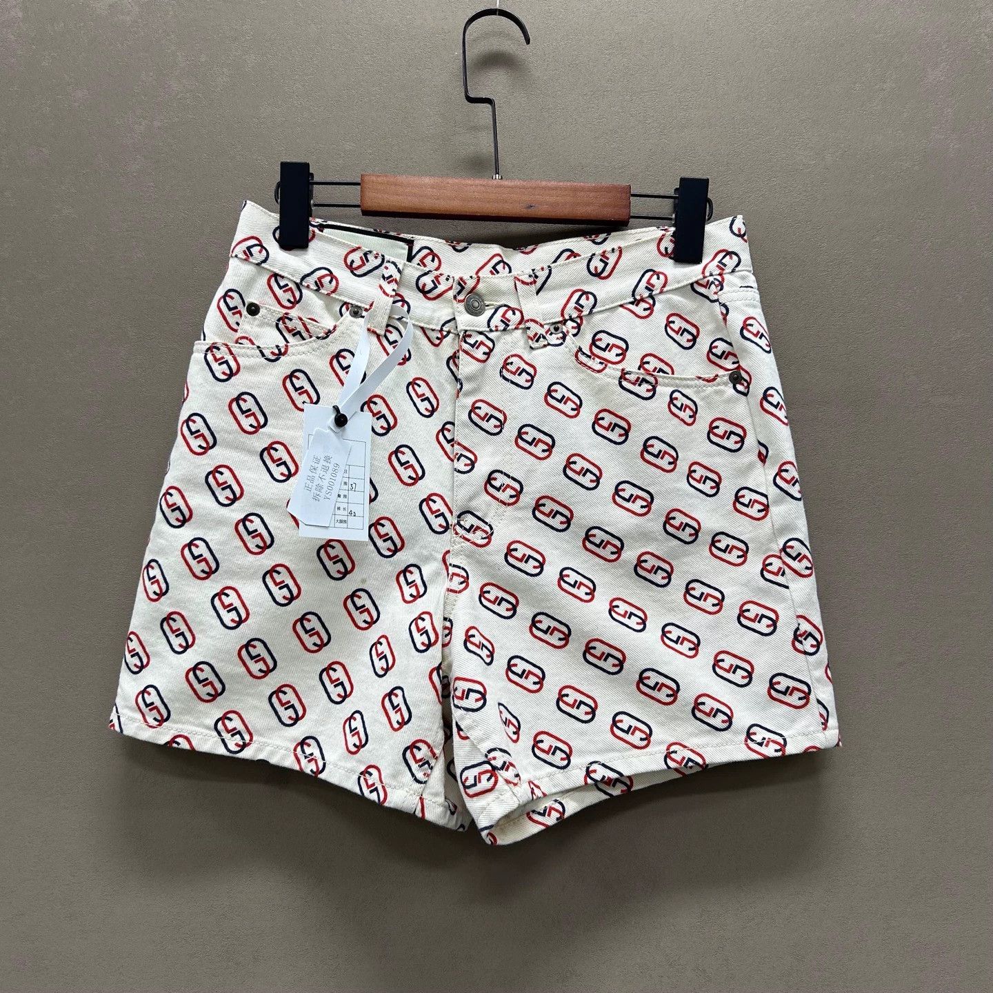 Gucci Gucci Red & Blue Double G Print Denim Shorts 32 98 New Size 24" / US 00 / IT 34 - 1 Thumbnail