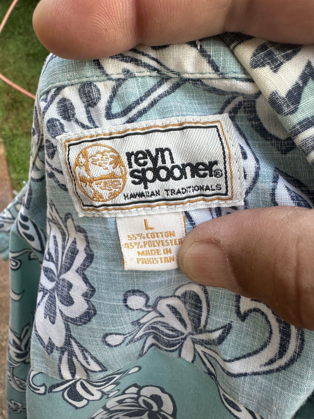 Reyn Spooner PreOwned Reyn Spooner Blue Green Hawaiian Print Men's L Size US L / EU 52-54 / 3 - 4 Thumbnail