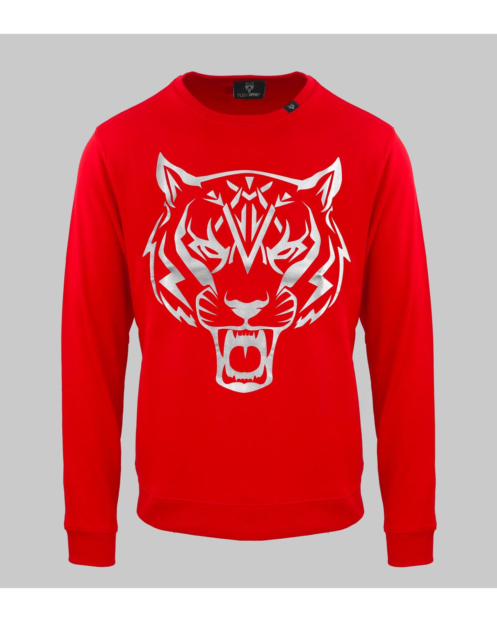 image of Philipp Plein Solid Color Round Neck Sweatshirt With Long Sleeves in Red, Men's (Size Medium)