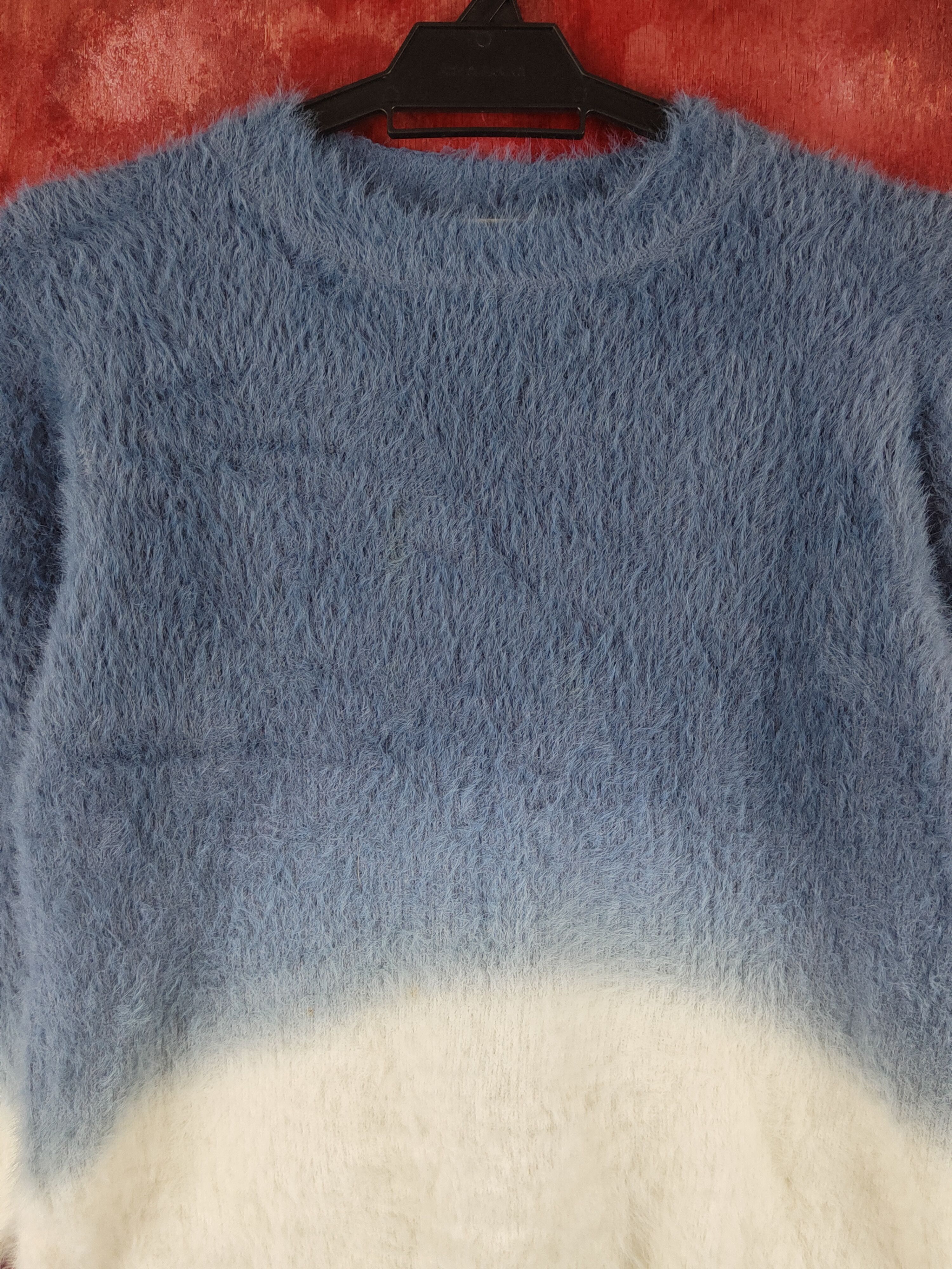Homespun Knitwear R.p.s Blue White Shag Shaggy Fur Mohair Knitwear #S1933 Size M / US 6-8 / IT 42-44 - 2 Thumbnail