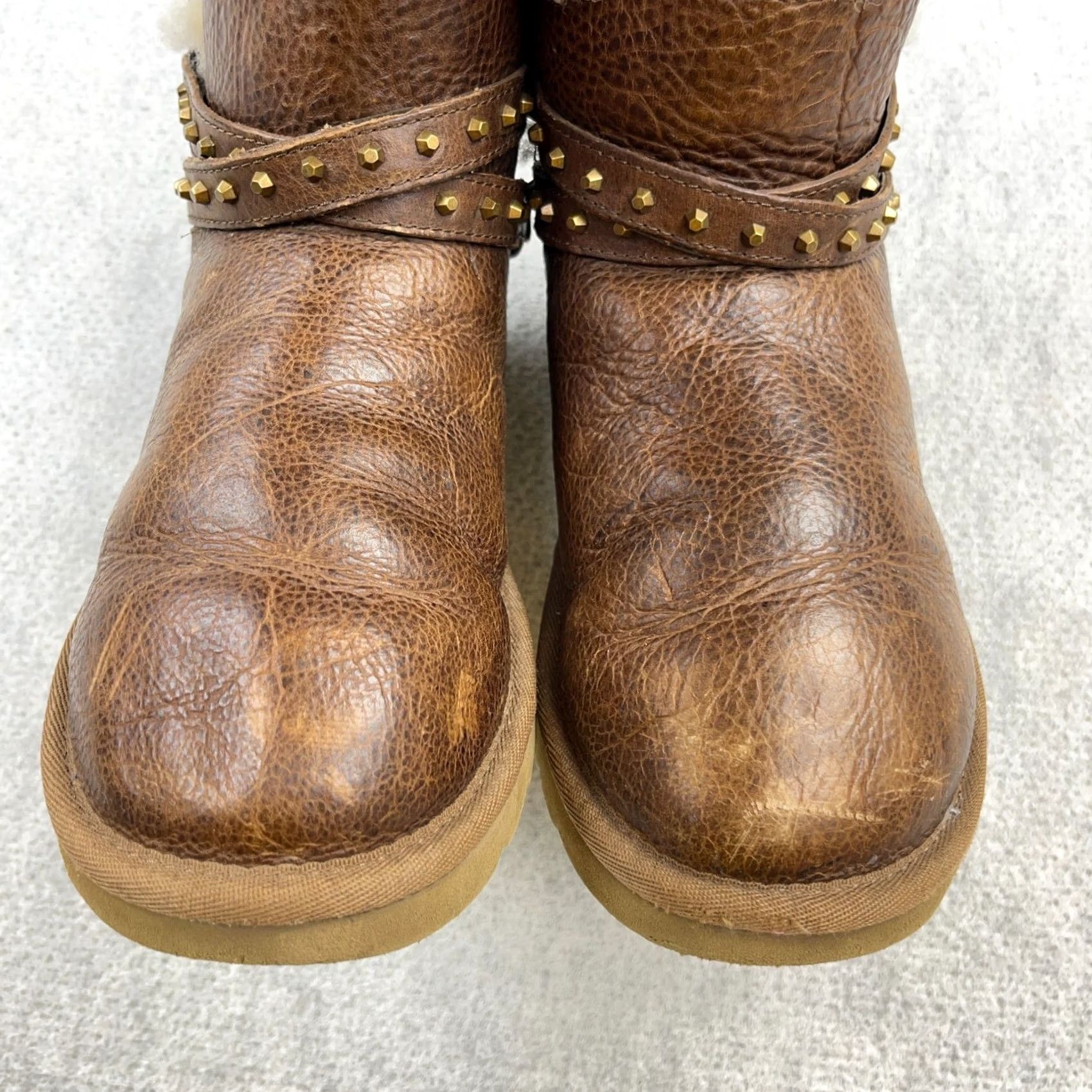 Ugg UGG Emersen Leather Studded Booties Brown US 6 Women Size US 5 / IT 35 - 4 Thumbnail