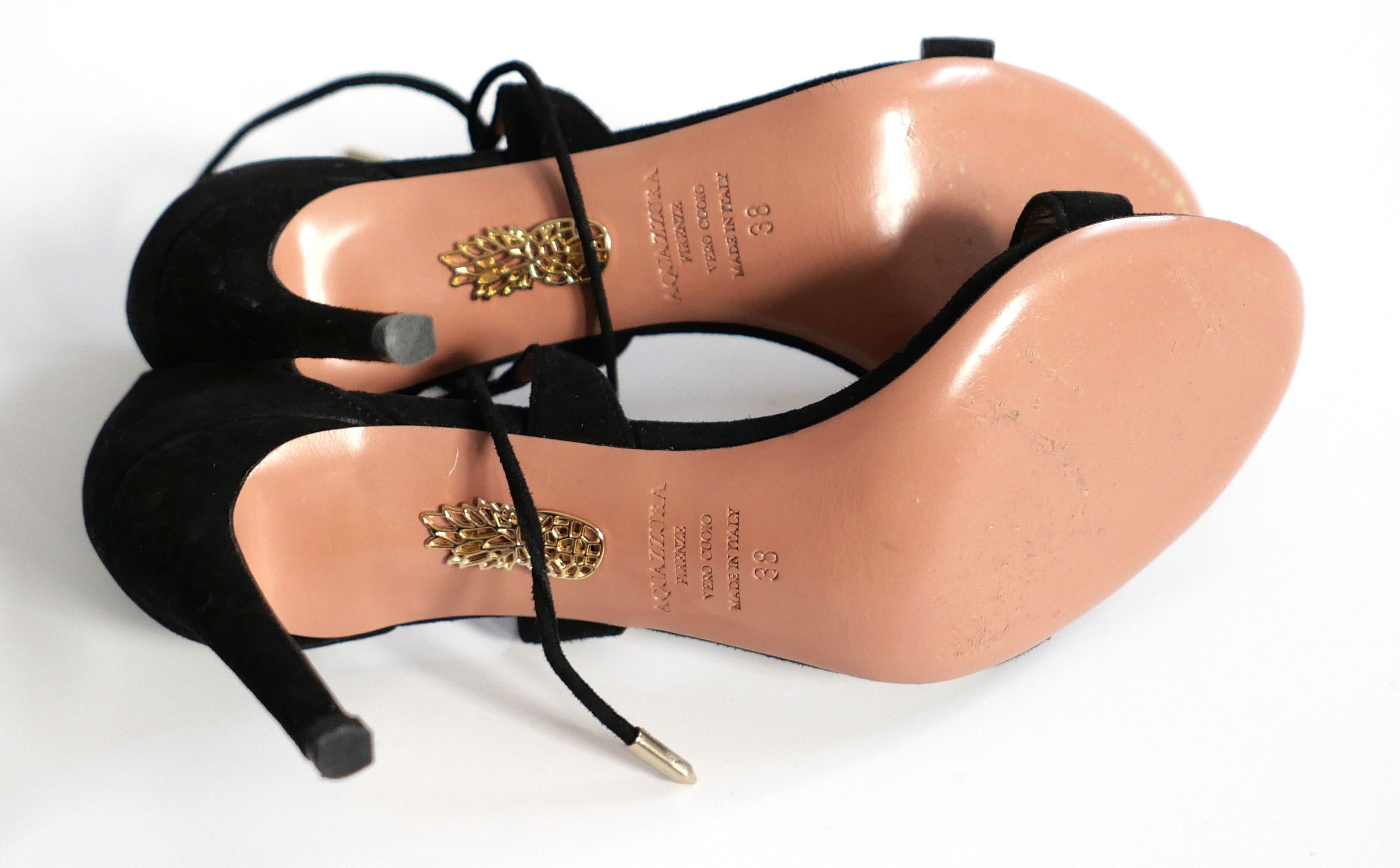 Aquazzura Aquazzura Linda Sandals Heels Black Suede Size US 8 / IT 38 - 4 Thumbnail