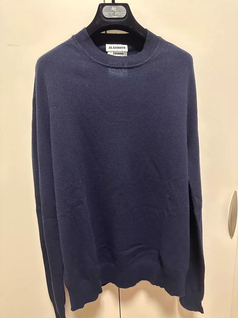 Jil Sander Jil Sander Navy Blue Cashmere Sweater Size L / US 10 / IT 46 - 1 Thumbnail