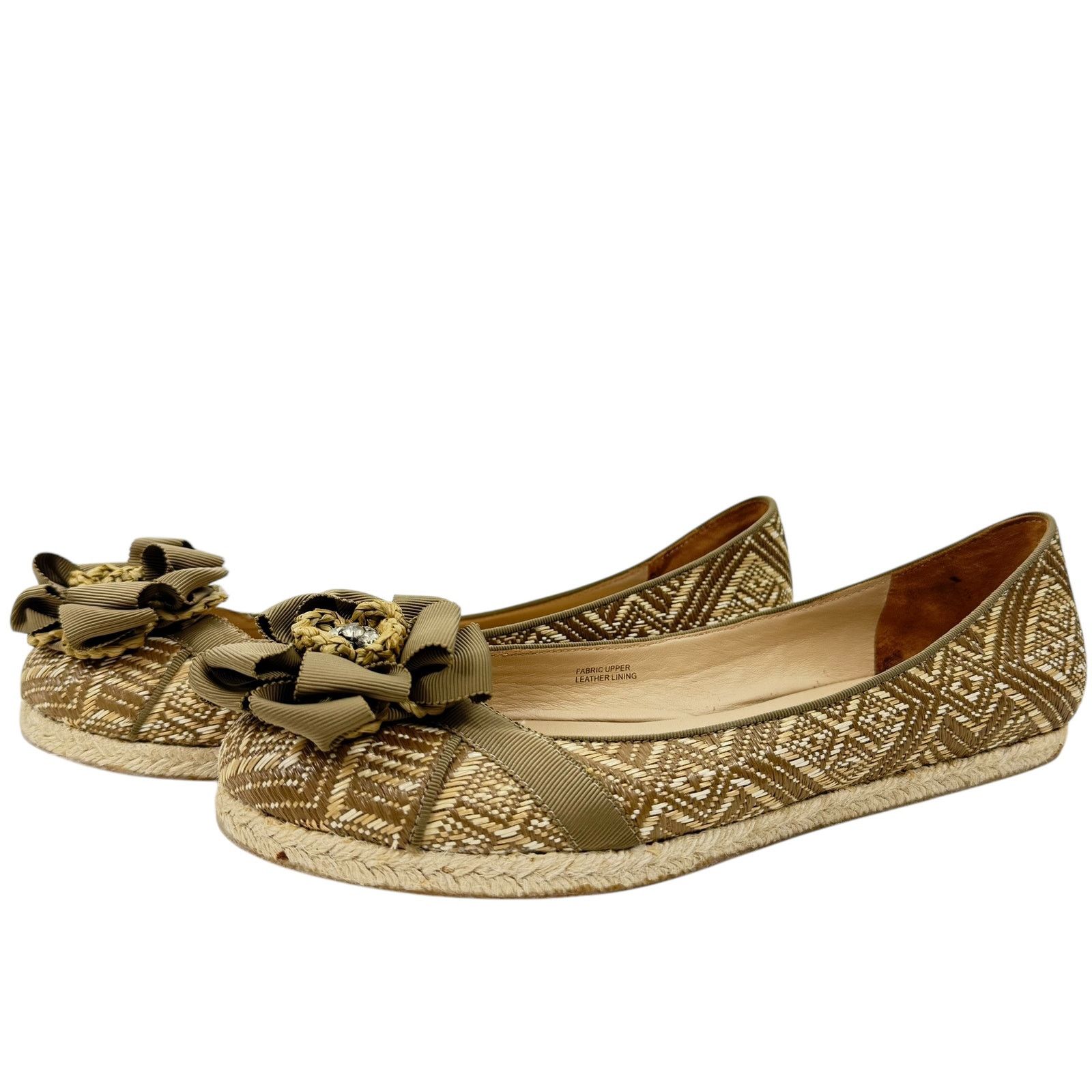 Vera Wang NEW Vera Wang Lavender Eri Basketweave Flats Leather Beige Size US 9.5 / IT 39.5 - 3 Thumbnail