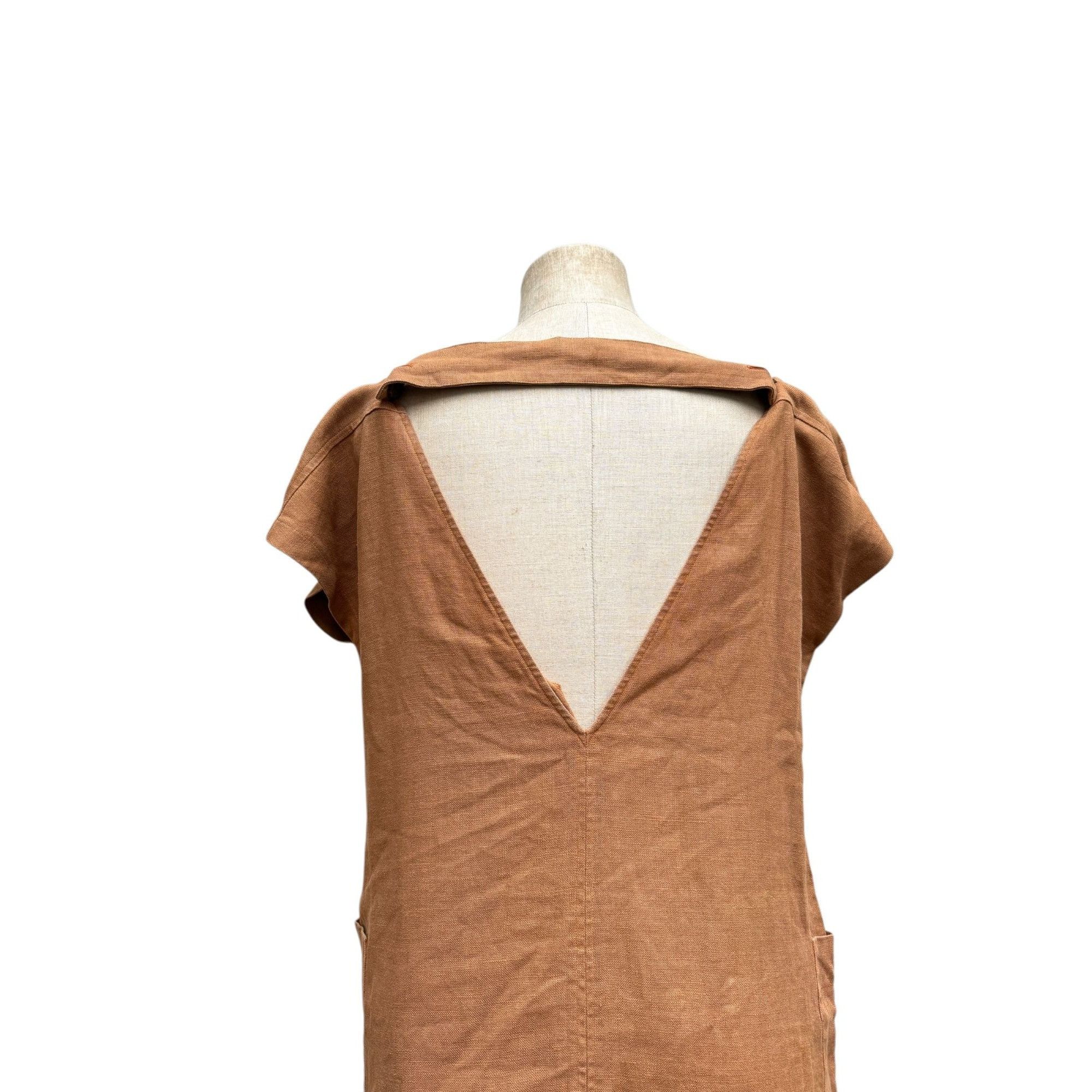 Yves Saint Laurent 1980s Brown linen dress Size L / US 10 / IT 46 - 5 Thumbnail