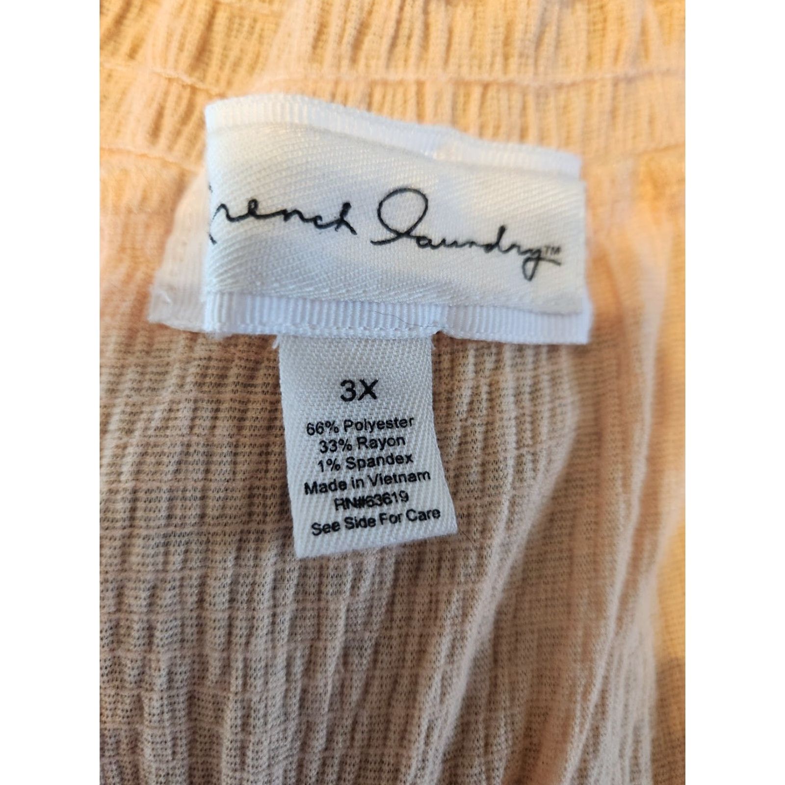 Vintage French Laundry Blouse Shirt 3X Peach Off the Shoulder Smocked Trim Rayon Polyester Spandex Casual Sleeve Womens Plus Size Size XXL / US 16-18 / IT 52-54 - 6 Thumbnail