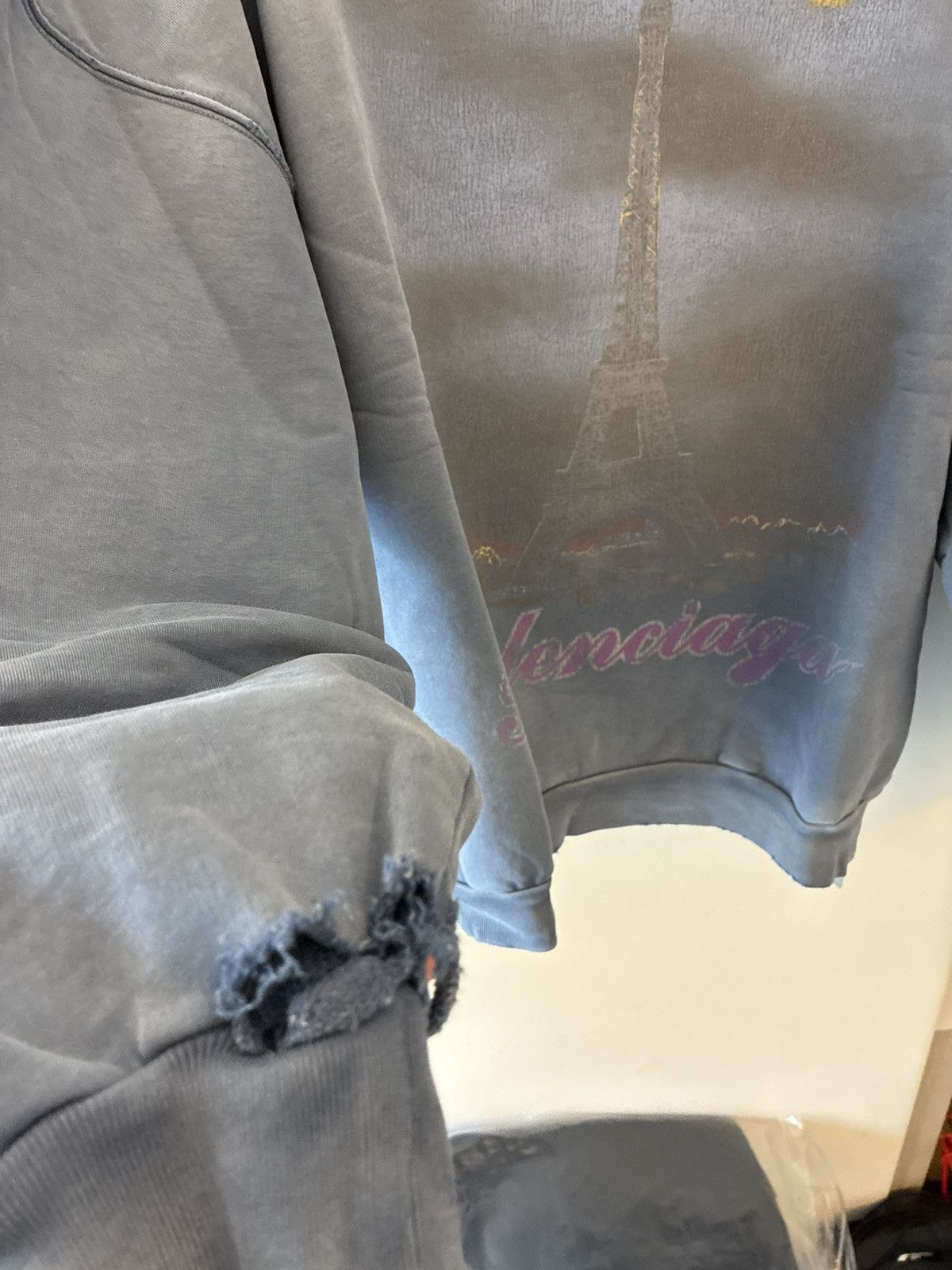 Balenciaga Balenciaga Paris Washed Effect Hoodie Size US S / EU 44-46 / 1 - 3 Thumbnail