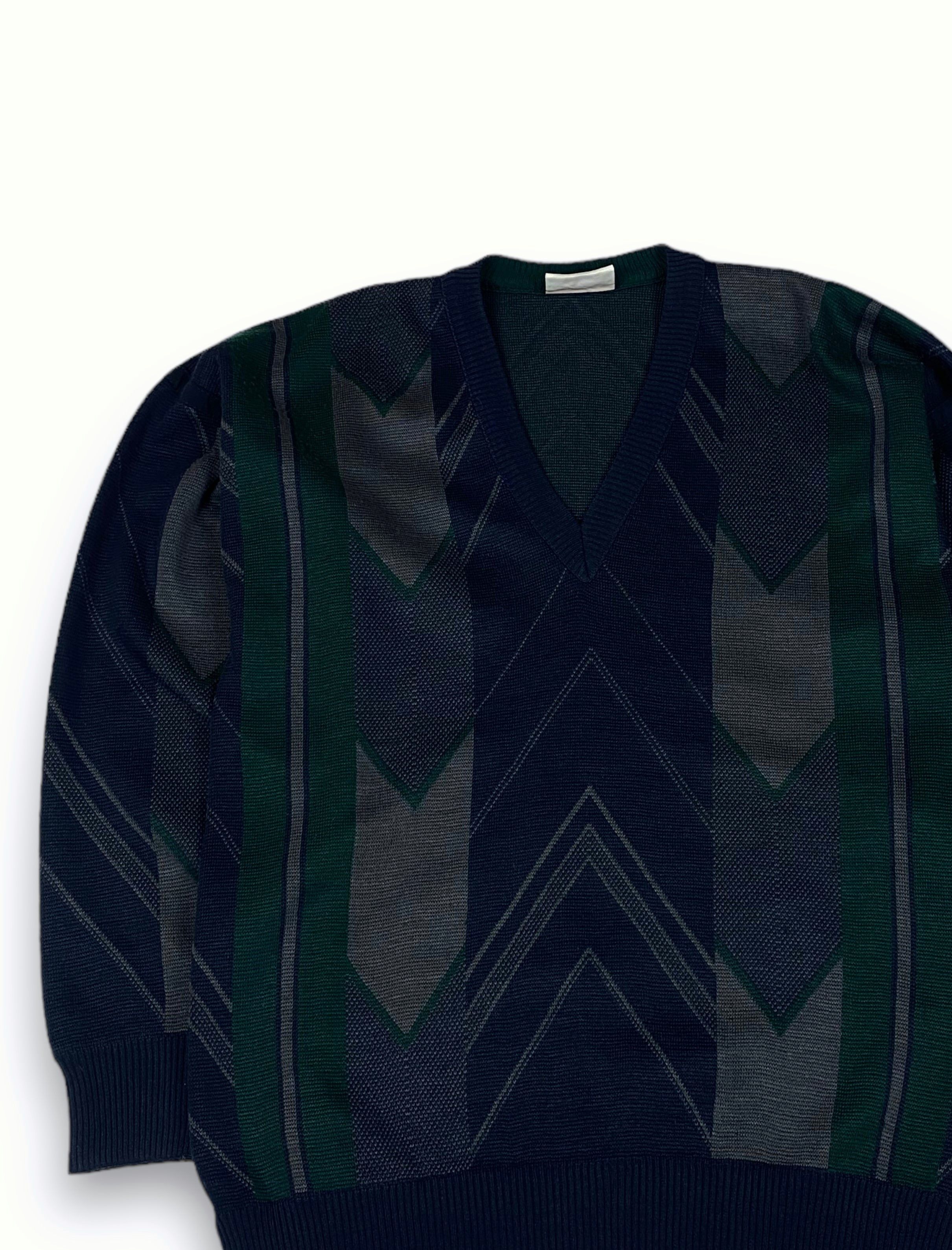 Hysteric Glamour Vintage PIERRE SANGAN Crazy Print Wool Sweater Cardigan M647 Size US L / EU 52-54 / 3 - 3 Thumbnail