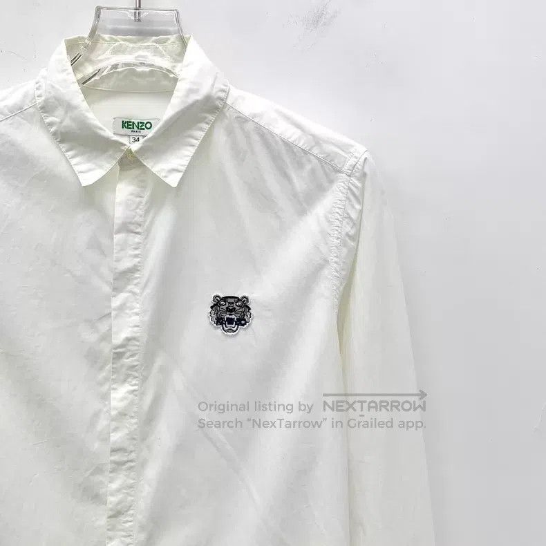 Kenzo Kenzo White Tiger Head Embroidered Cotton Collar Single Br Size XXS / US 00 / IT 34 - 3 Thumbnail