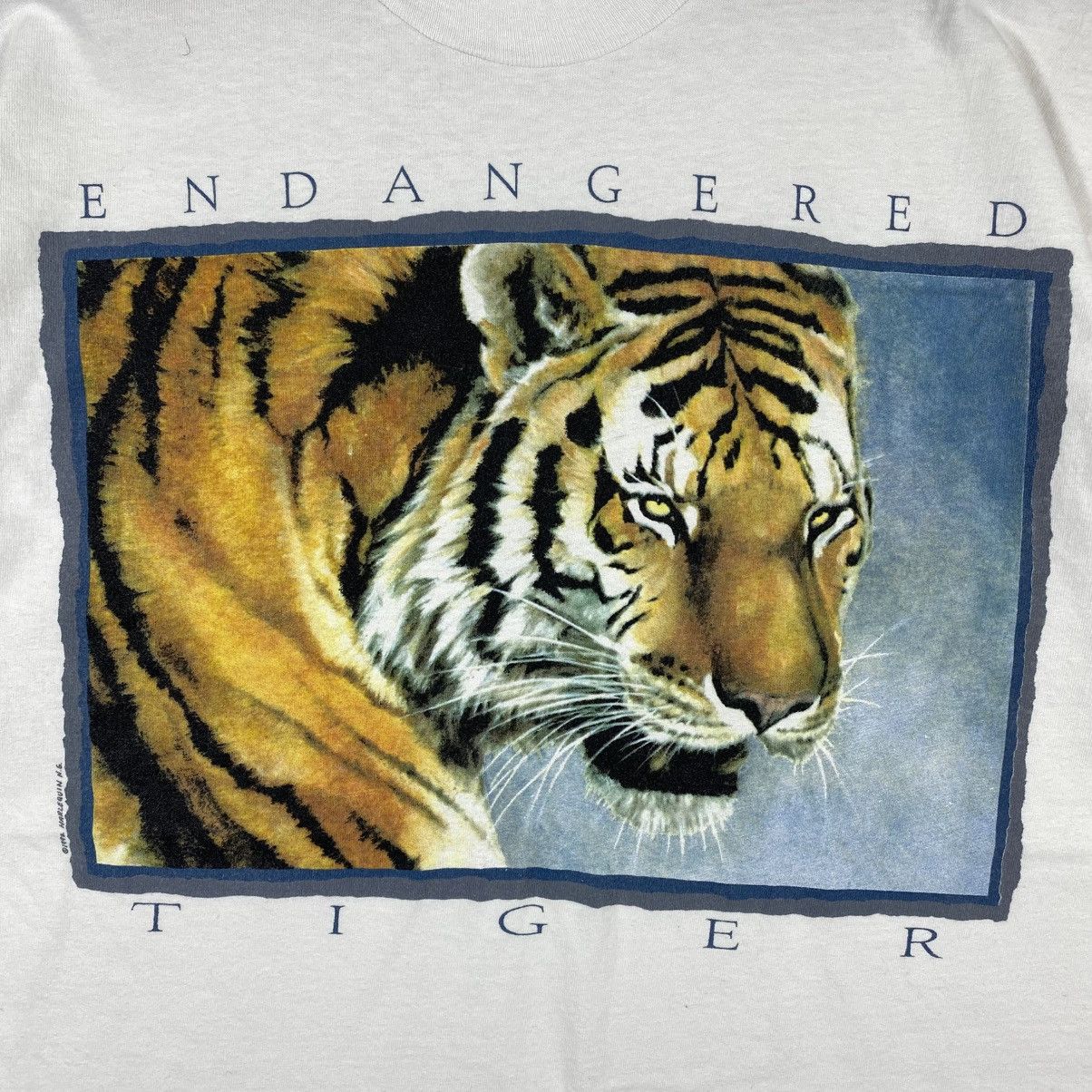 Vintage Vintage 90's ENDANGERED TIGER Harlequin Art Graphic Tee Size US L / EU 52-54 / 3 - 3 Thumbnail