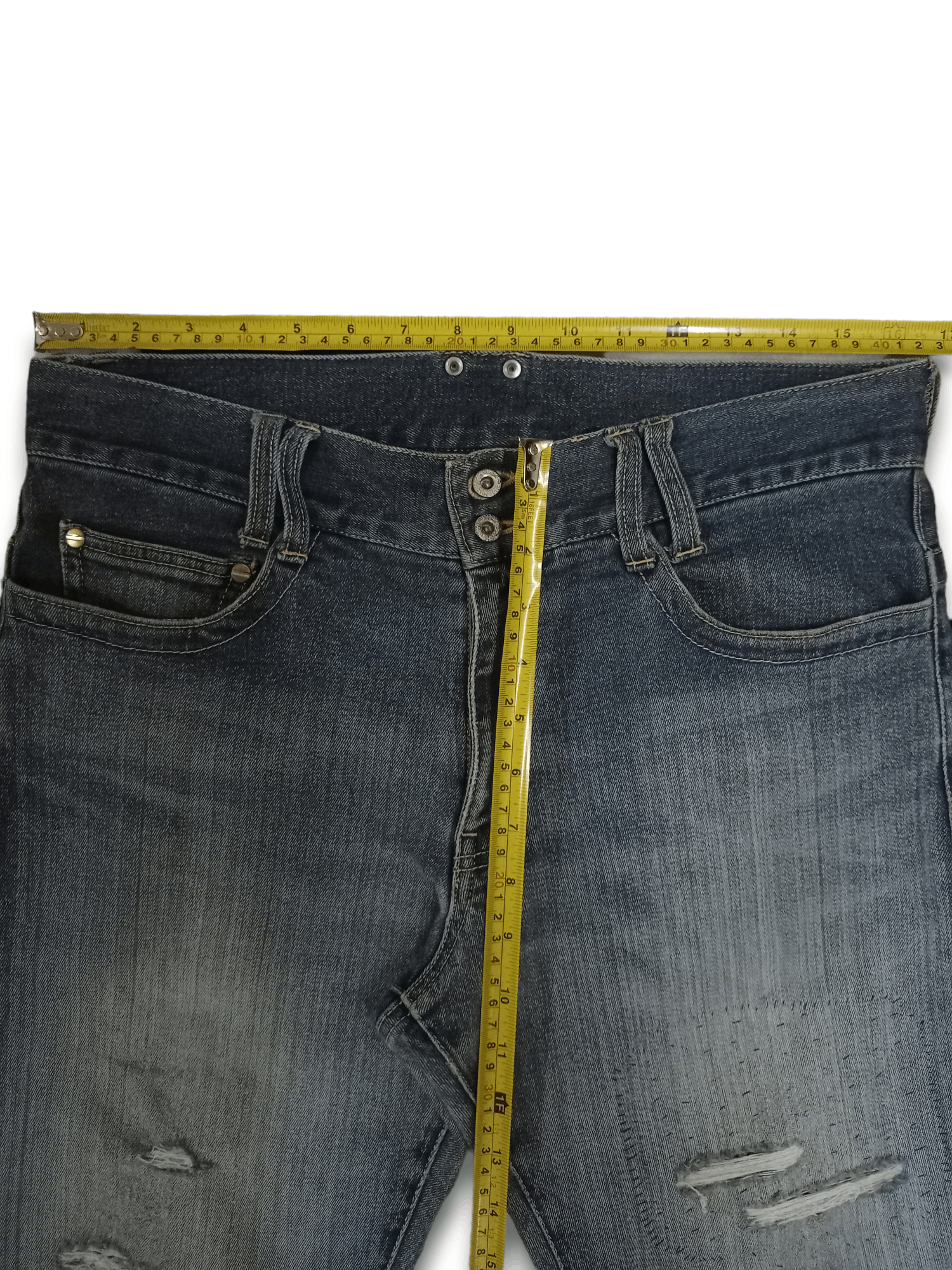 Japanese Brand Vintage Japanese Brand Blue Wash Distressed Loose Jeans Size US 33 - 8 Thumbnail