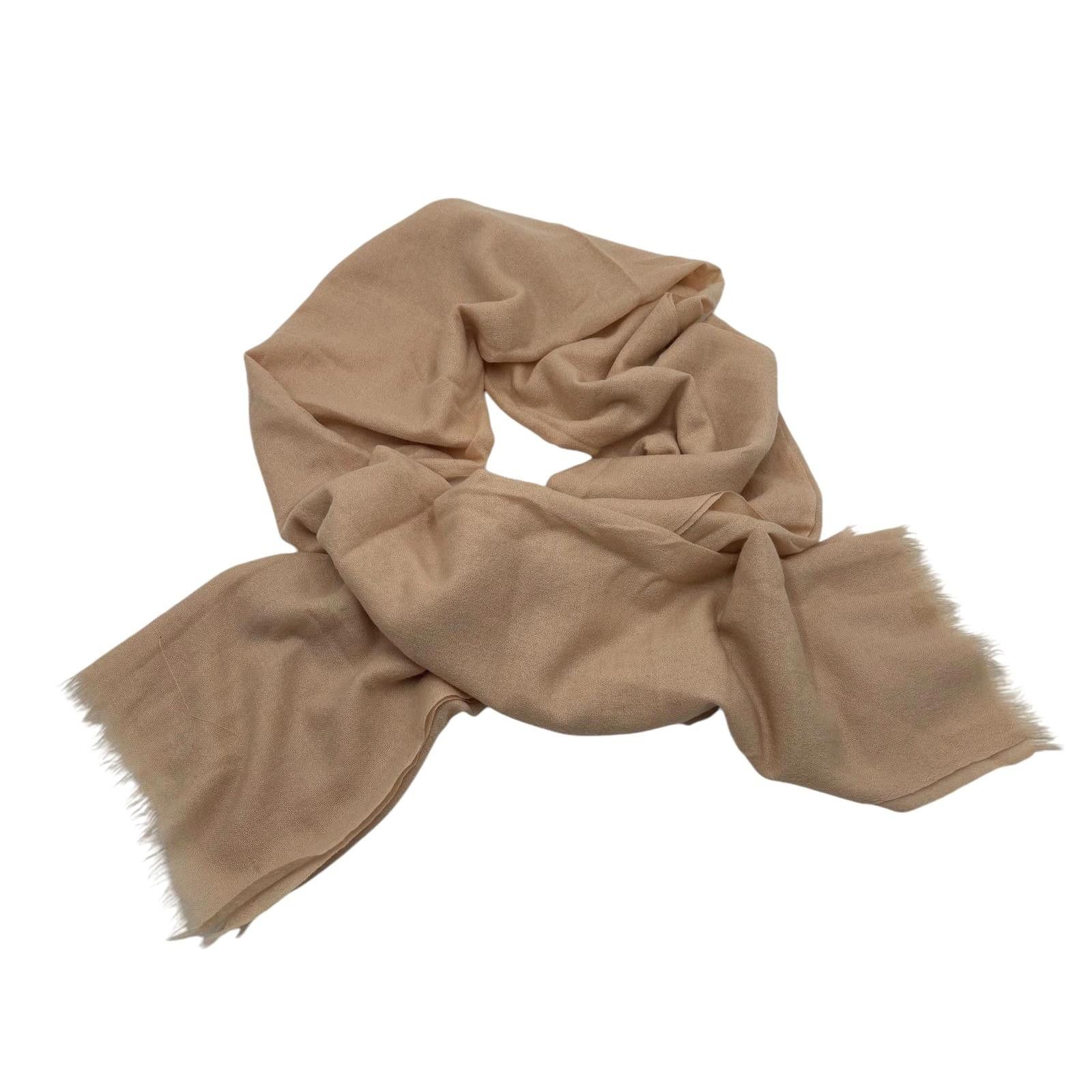 Designer 100% Cashmere Pashima Peach Fringe Shawl / Scarf Size ONE SIZE - 1 Thumbnail