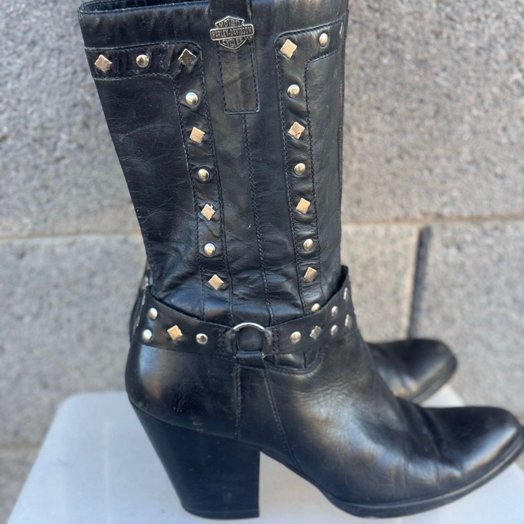 Harley Davidson Harley-Davidson Black Studded Heeled Boots Size 10 Size US 10 / IT 40 - 8 Thumbnail