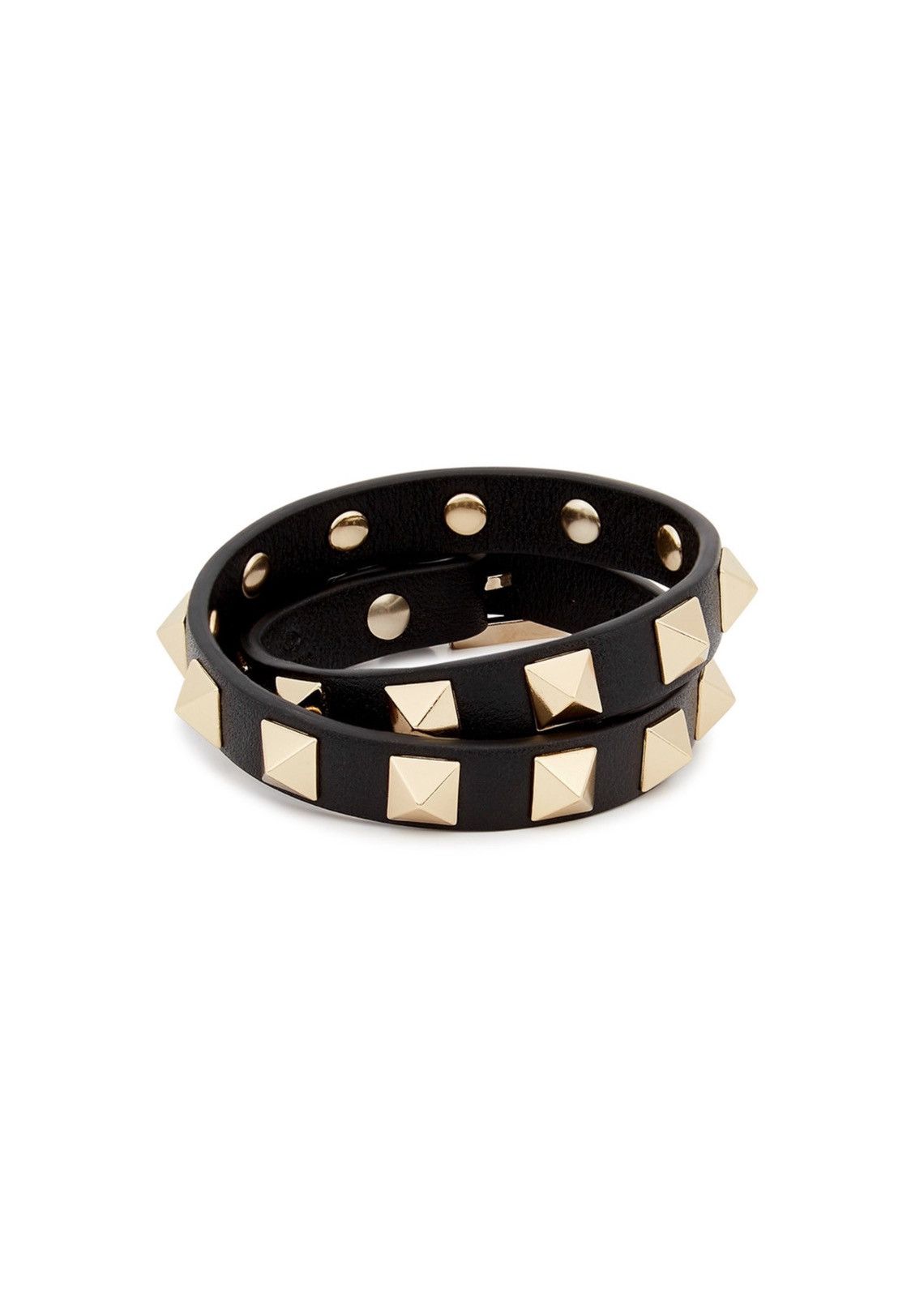 Valentino - Black Rockstud Wrap Bracelet