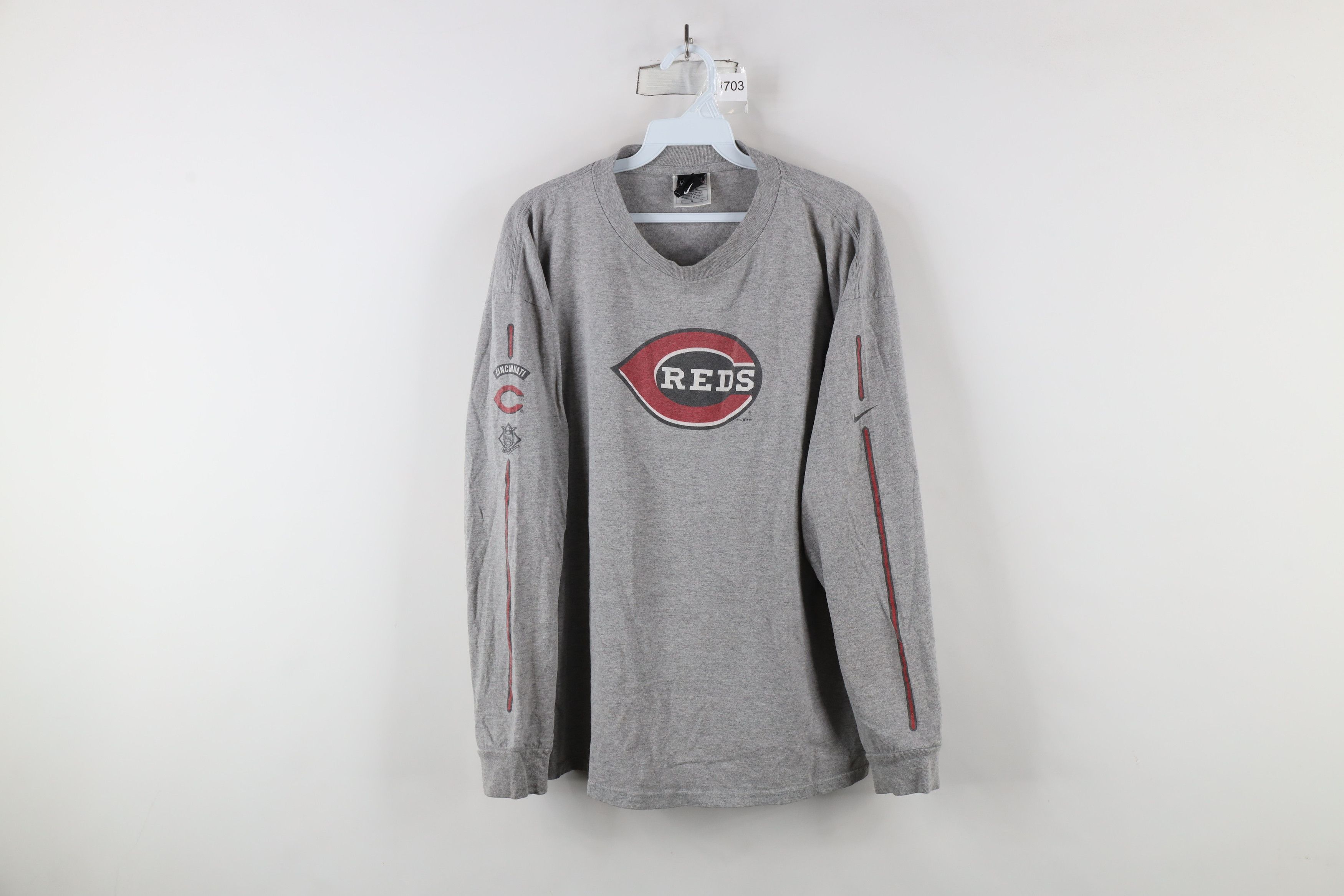 Nike × Vintage Vintage Y2K Nike Swoosh Cincinnati Reds Long Sleeve T-Shirt Size US L / EU 52-54 / 3 - 1 Thumbnail