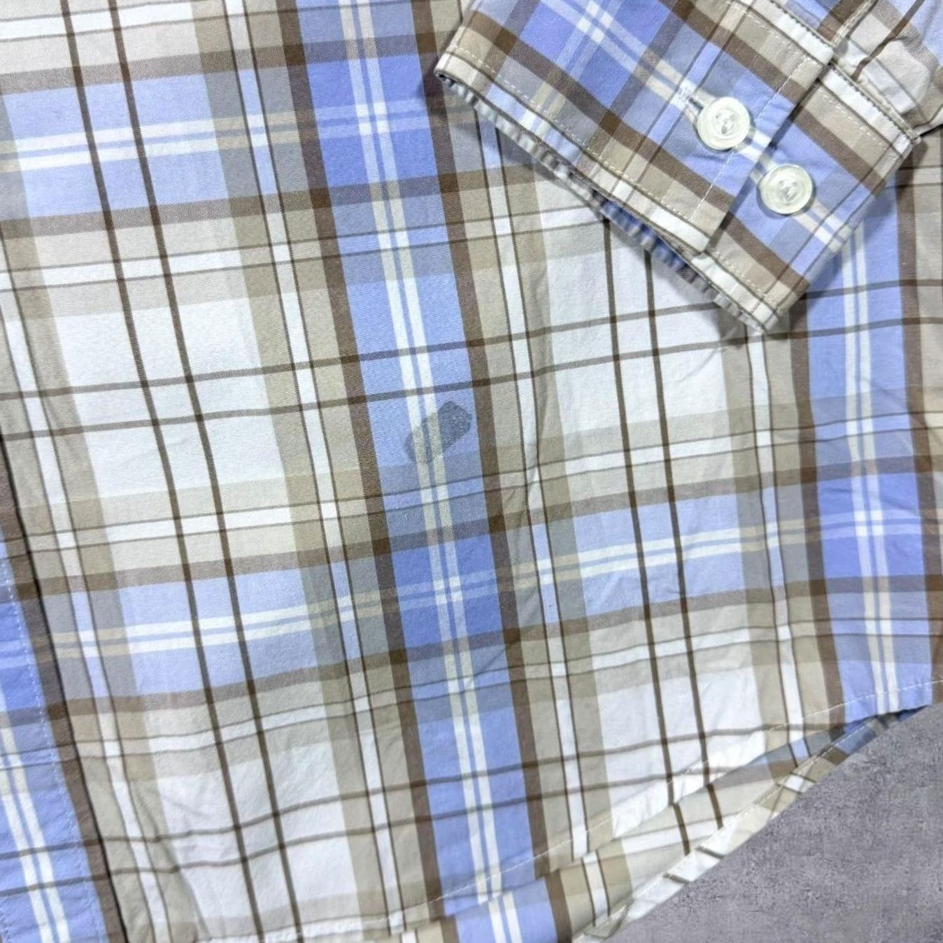 Timberland Timberland Button-Up Shirt Mens XL L Blue Beige White Check Cotton Long Sleeve Shirt Size US L / EU 52-54 / 3 - 5 Thumbnail