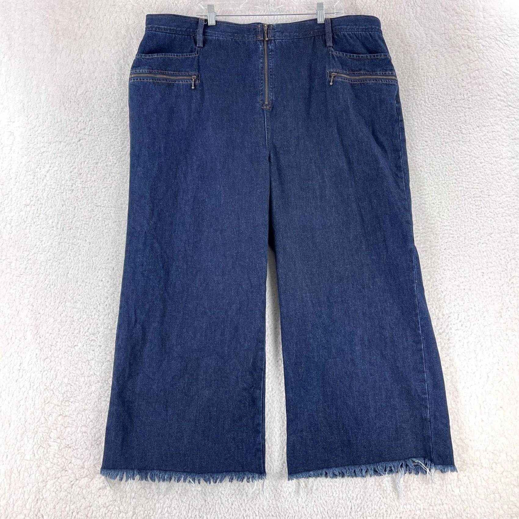 Madewell Madewell x Karen Walker Blazar Zip Jeans Womens Size 37 Wide-Leg Blue Frayed Hem Jeans Size 25" / US 0 / IT 36 - 2 Thumbnail