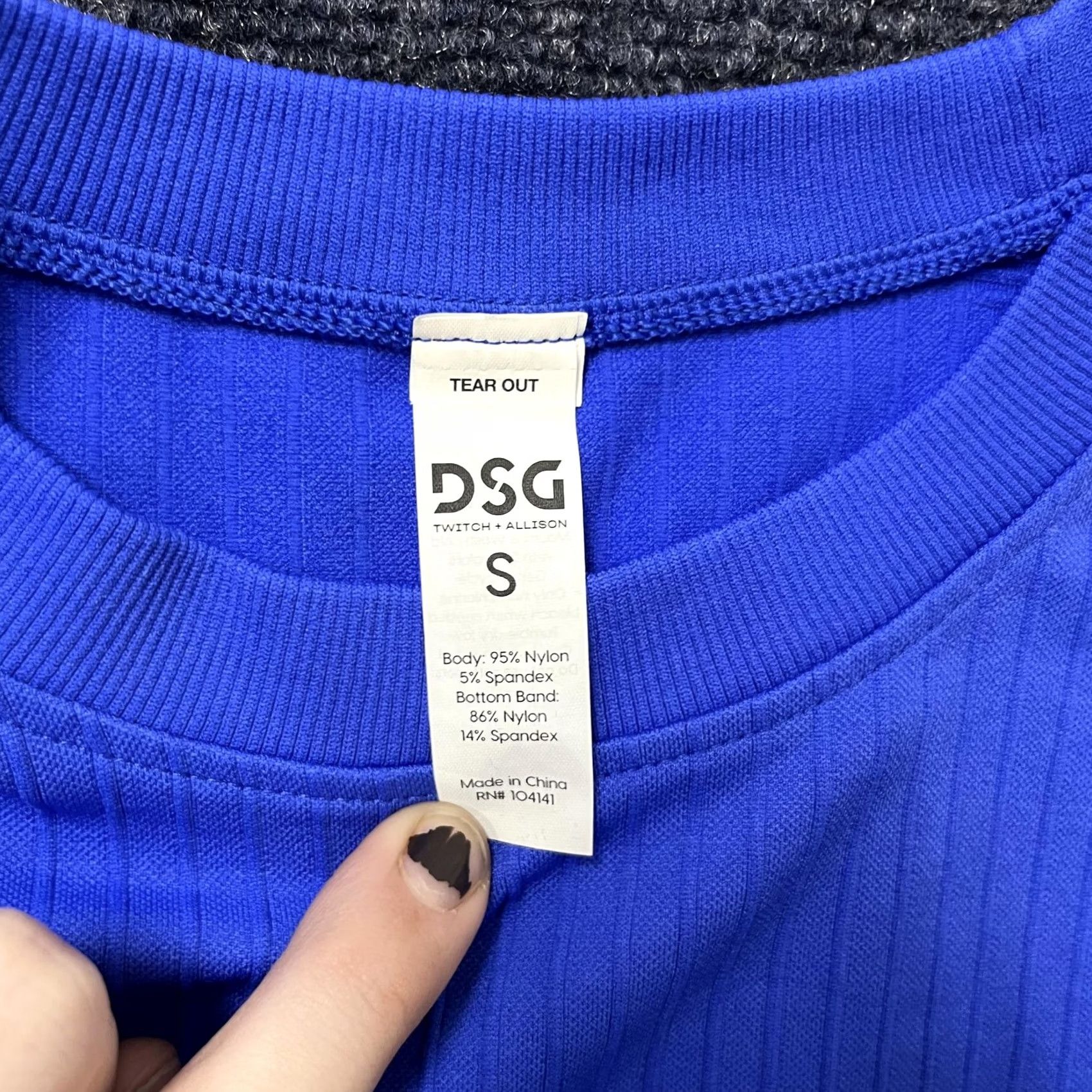 Vintage DSG Twitch + Allison Shirt Womens Small Blue Ribbed Cropped Long Sleeve Top Size S / US 4 / IT 40 - 2 Thumbnail