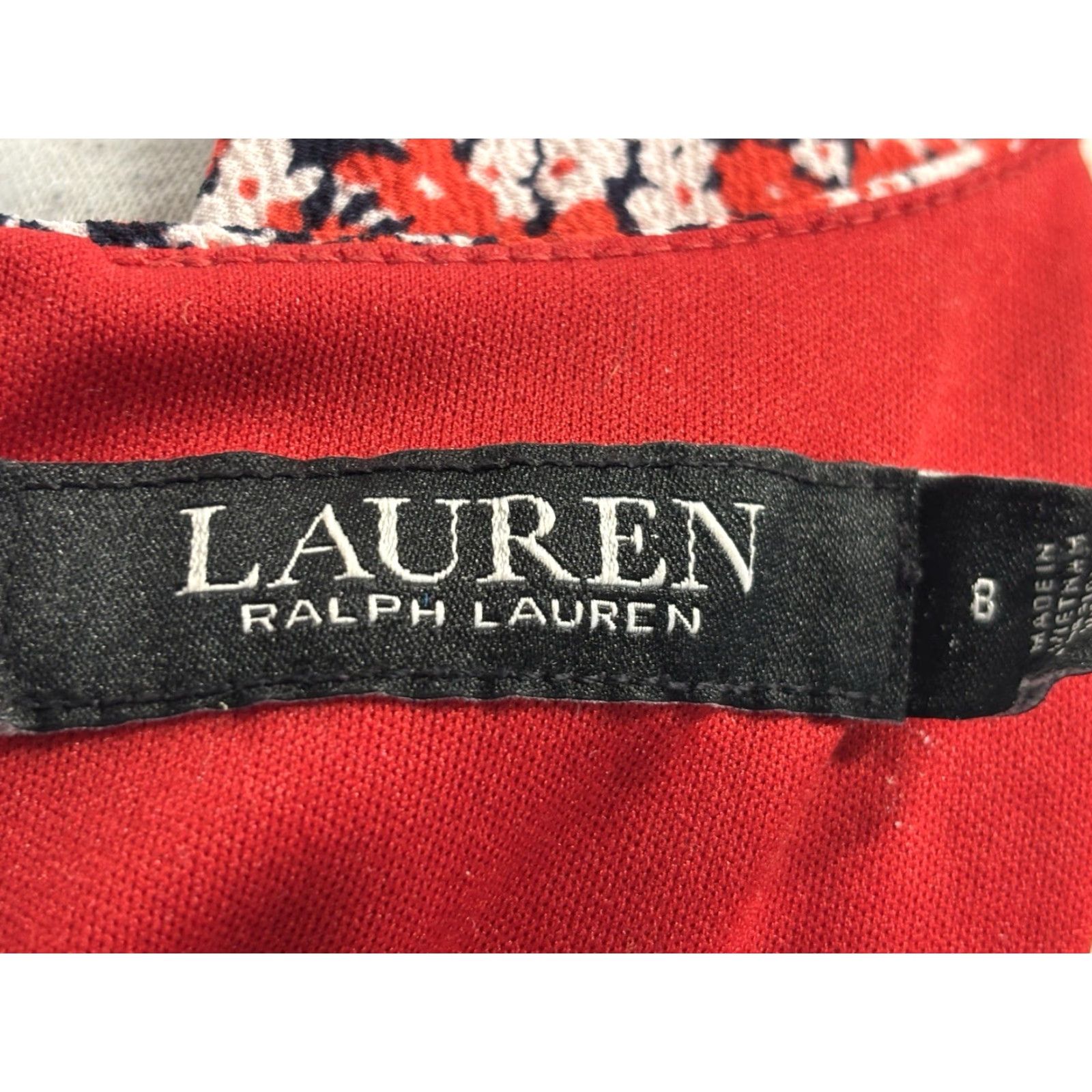 Ralph Lauren Lauren Ralph Lauren Dress Women 8 Sleeveless Red Floral Crepe Ditsy Knee V-Neck A-Line Party Casual Size M / US 6-8 / IT 42-44 - 7 Thumbnail