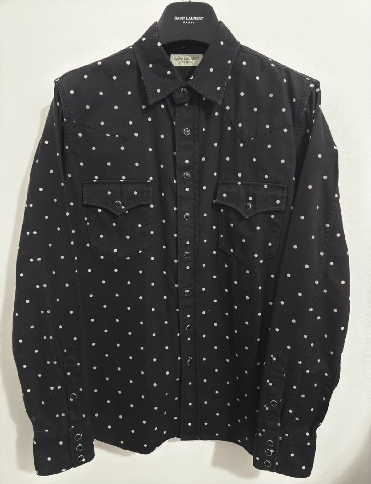 Saint Laurent Paris Saint Laurent 21FW Pocket Cat's Eye Button Polka Dot Shirt Size US XL / EU 56 / 4 - 1 Thumbnail