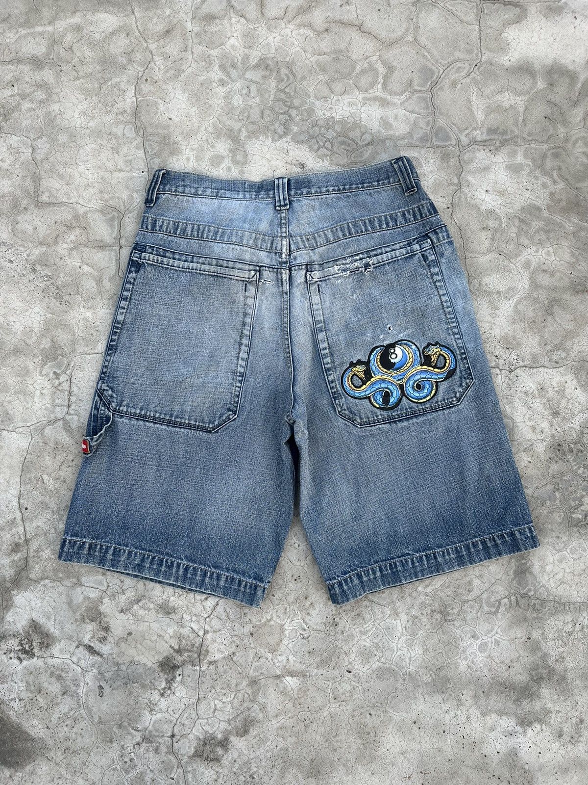 Vintage 90s Y2K Jnco Jeans Black Snake Denim Shorts Jorts Sz 34 Skater  Baggy