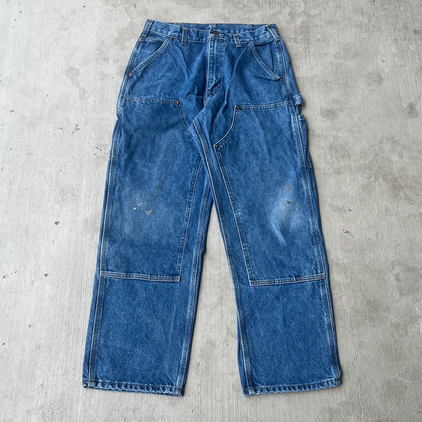 Carhartt × Vintage Carhartt blue denim jeans double knee work carpenter pants Size US 30 / EU 46 - 1 Thumbnail