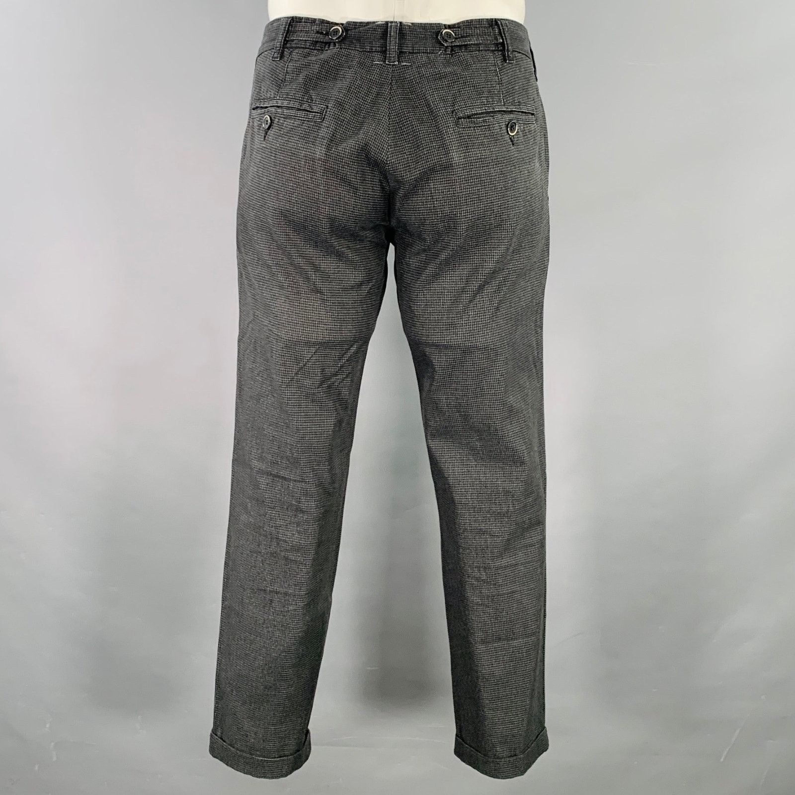Barena BARENA Grey Black Houndstooth Cotton Cuffed Dress Pants Size US 35 - 4 Thumbnail