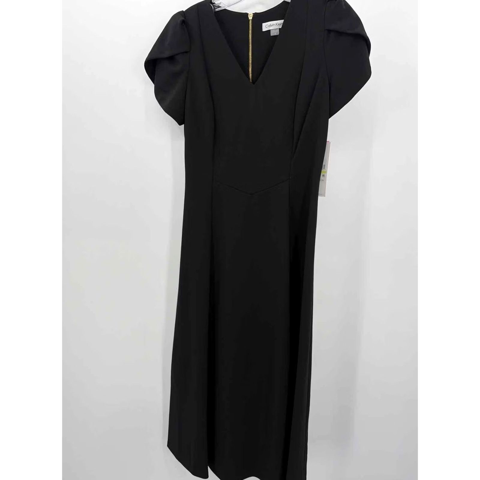 Calvin Klein Calvin Klein Dress Black Maxi Short Sleeve Size 4 Regular Adults Womens Size 27" / US 4 / IT 40 - 2 Thumbnail