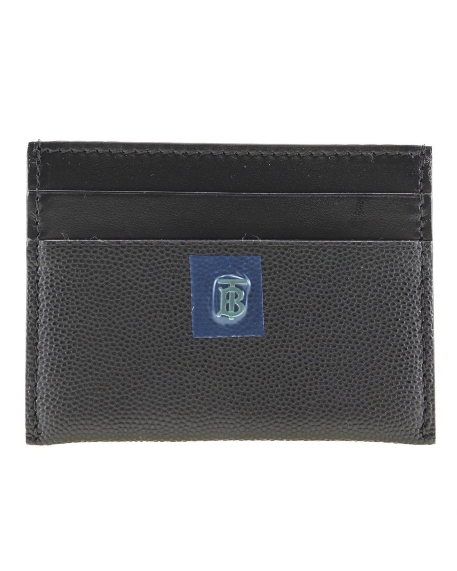 image of Burberry Sleek Leather Card Case in Black, Men's
