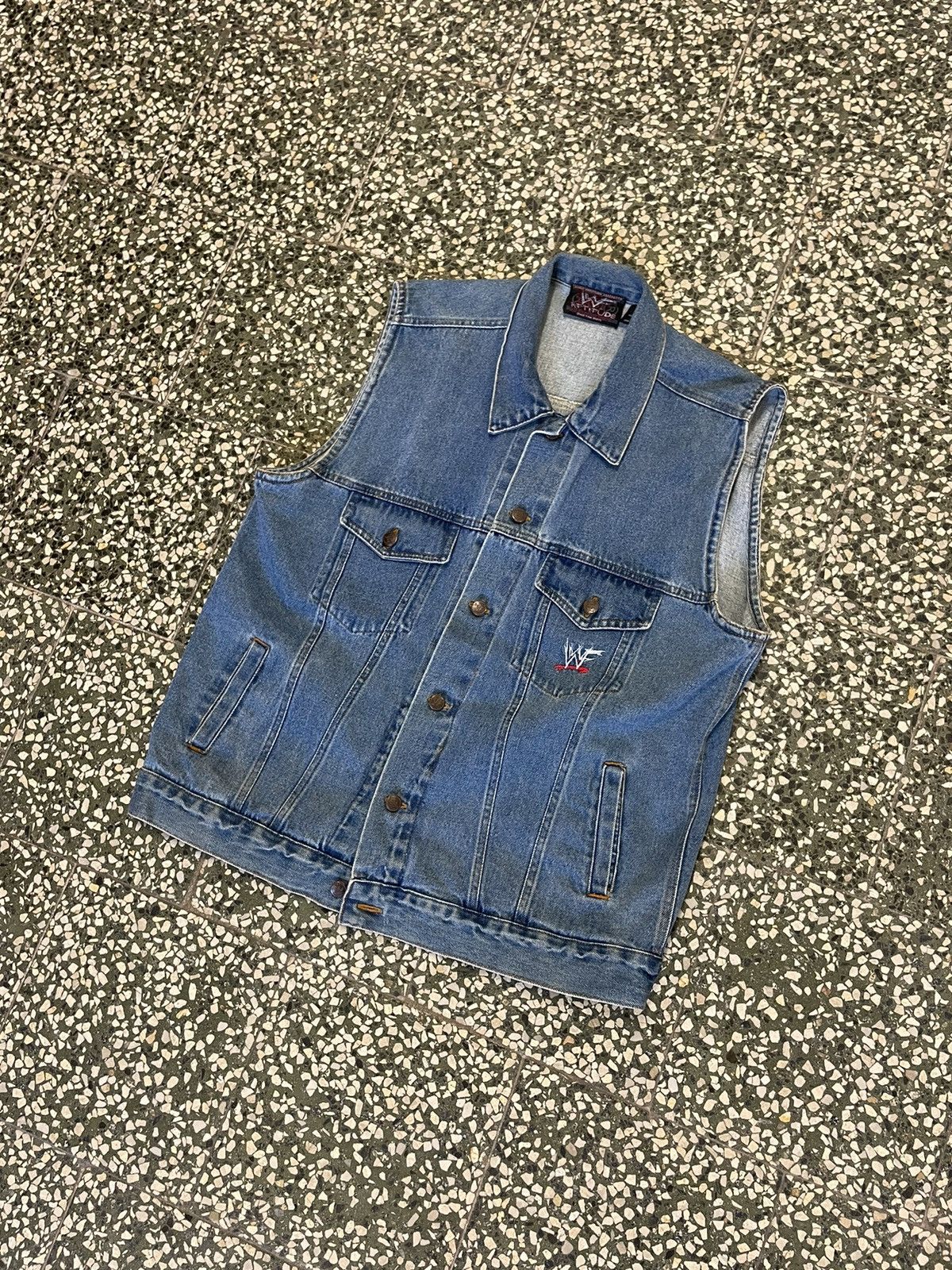 WWF Vntage Stone Cold Steve Austin Jeans vest WWF Attitude 1999 Size US L / EU 52-54 / 3 - 2 Thumbnail