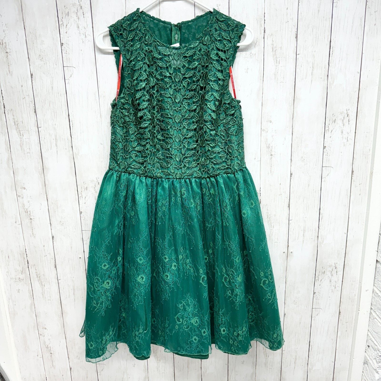 ML Monique Lhuillier Sz 10 Green Mini Sleeveless Lace Bodice