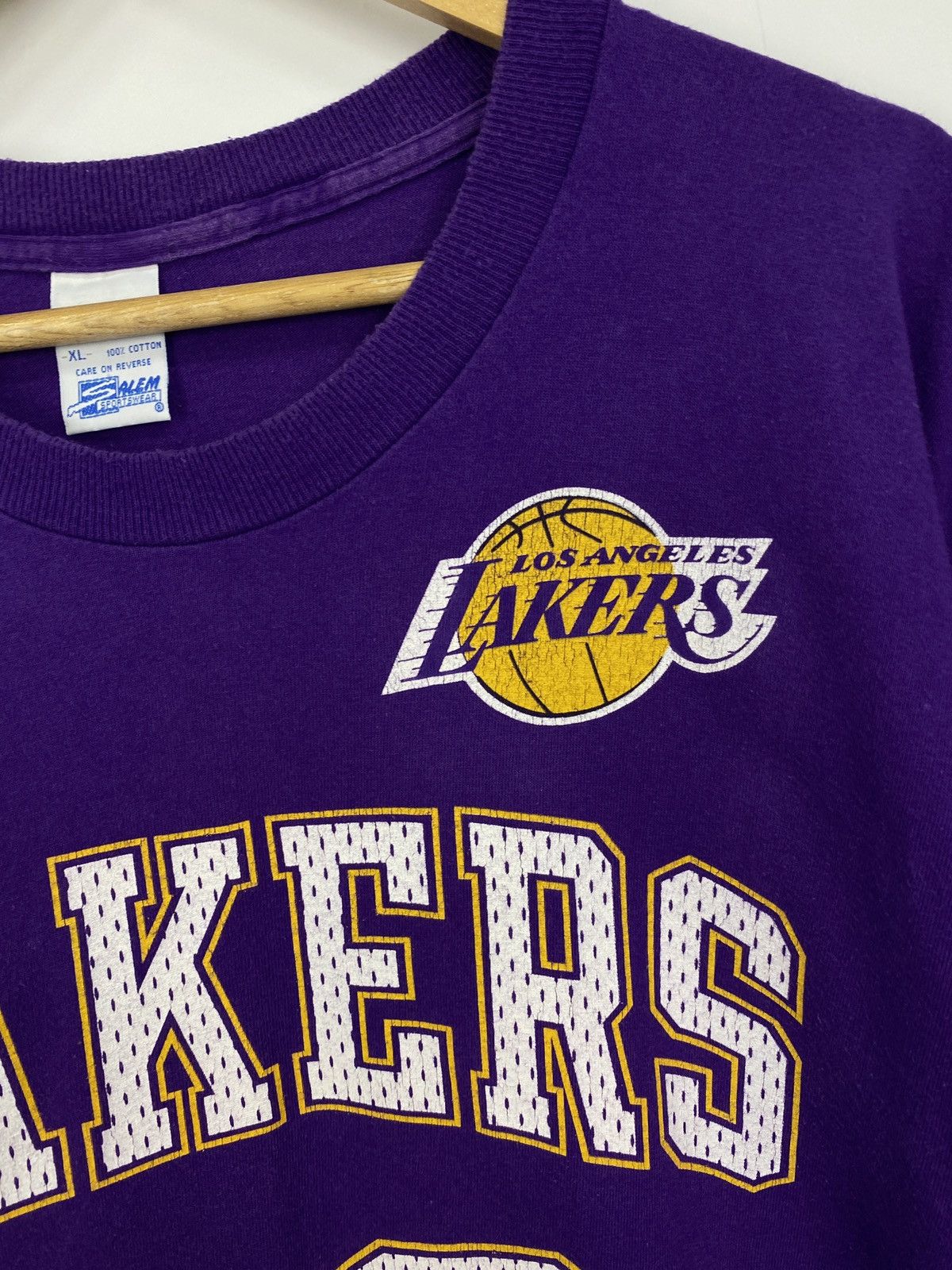 NBA × Salem Sportswear × Vintage 🇺🇸 Vintage 90s Magic Johnson Los Angeles Lakers T-Shirt Retro Size US XL / EU 56 / 4 - 6 Thumbnail