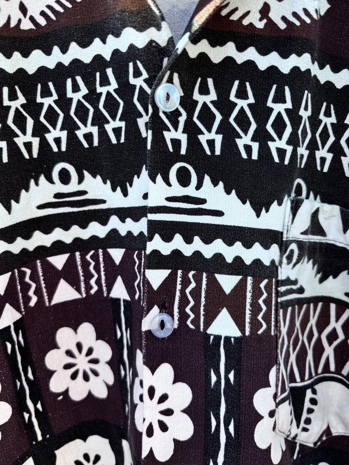 Designer × Vintage Vintage 1960s Polynesian Barkcloth Hawaiian Button Up Shirt Size US L / EU 52-54 / 3 - 4 Thumbnail