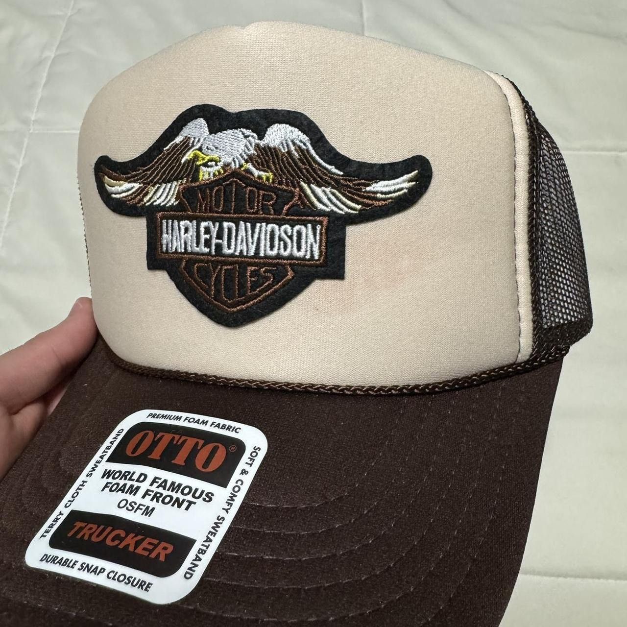 Harley Davidson Brown Tan Harley Davidson Trucker Hat Size ONE SIZE - 2 Thumbnail