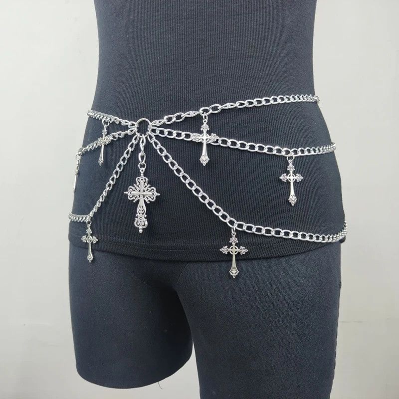 Jewelry Waist Chain Cross Layered Tassel Belly Chains Size ONE SIZE - 5 Thumbnail