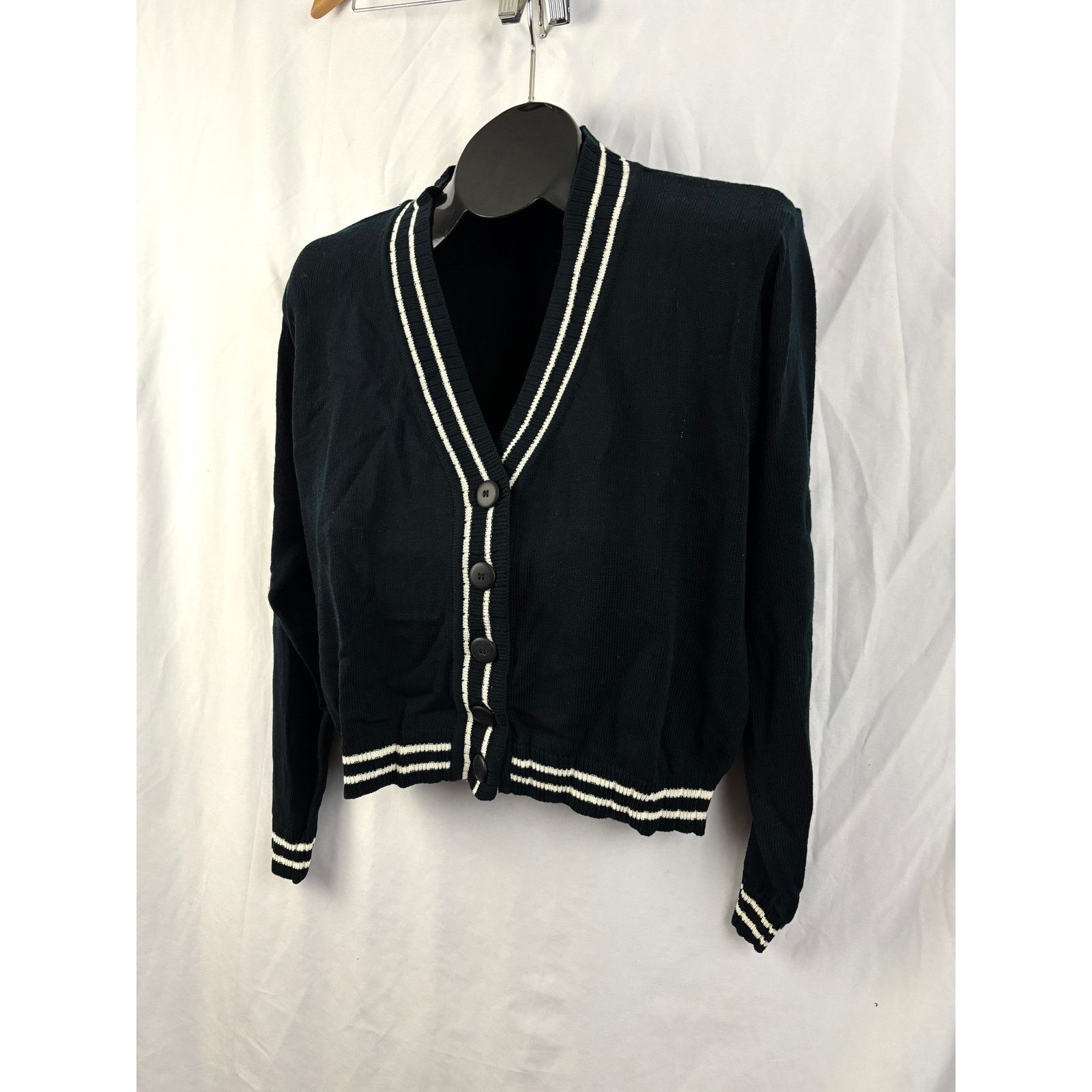 ESSAY Vintage Black Stripe Cardigan Sweater Cropped Preppy S NWT Size S / US 4 / IT 40 - 5 Thumbnail