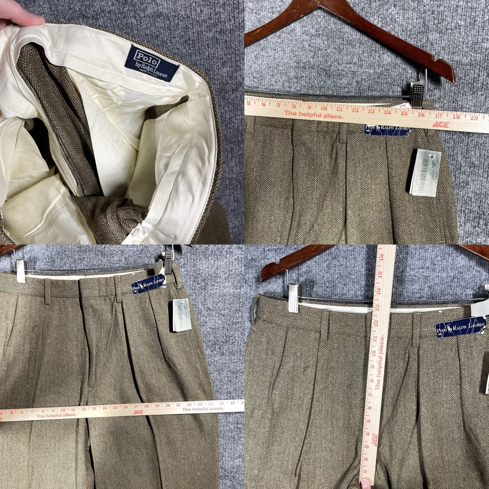Polo Ralph Lauren VINTAGE Polo Ralph Lauren Pants Dress Pants 33x35 Herringbone Wool Cotton Brown 90s 80s Mens Size US XS / EU 42 / 0 - 10 Thumbnail