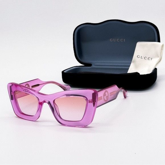 Gucci NEW GUCCI GG1552S 003 PINK BUTTERFLY WOMEN SUNGLASSES GUCCI Size ONE SIZE - 1 Thumbnail
