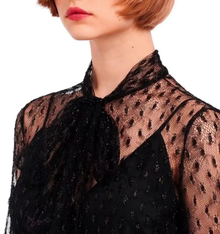 Miu Miu Miu Miu Black Dotted Long Sleeve Shirt 0089 Size M / US 6-8 / IT 42-44 - 1 Thumbnail